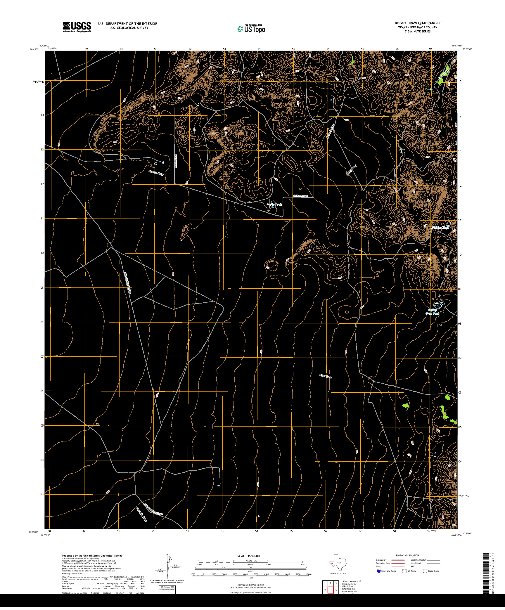 US TOPO 7.5-MINUTE MAP FOR BOGGY DRAW, TX