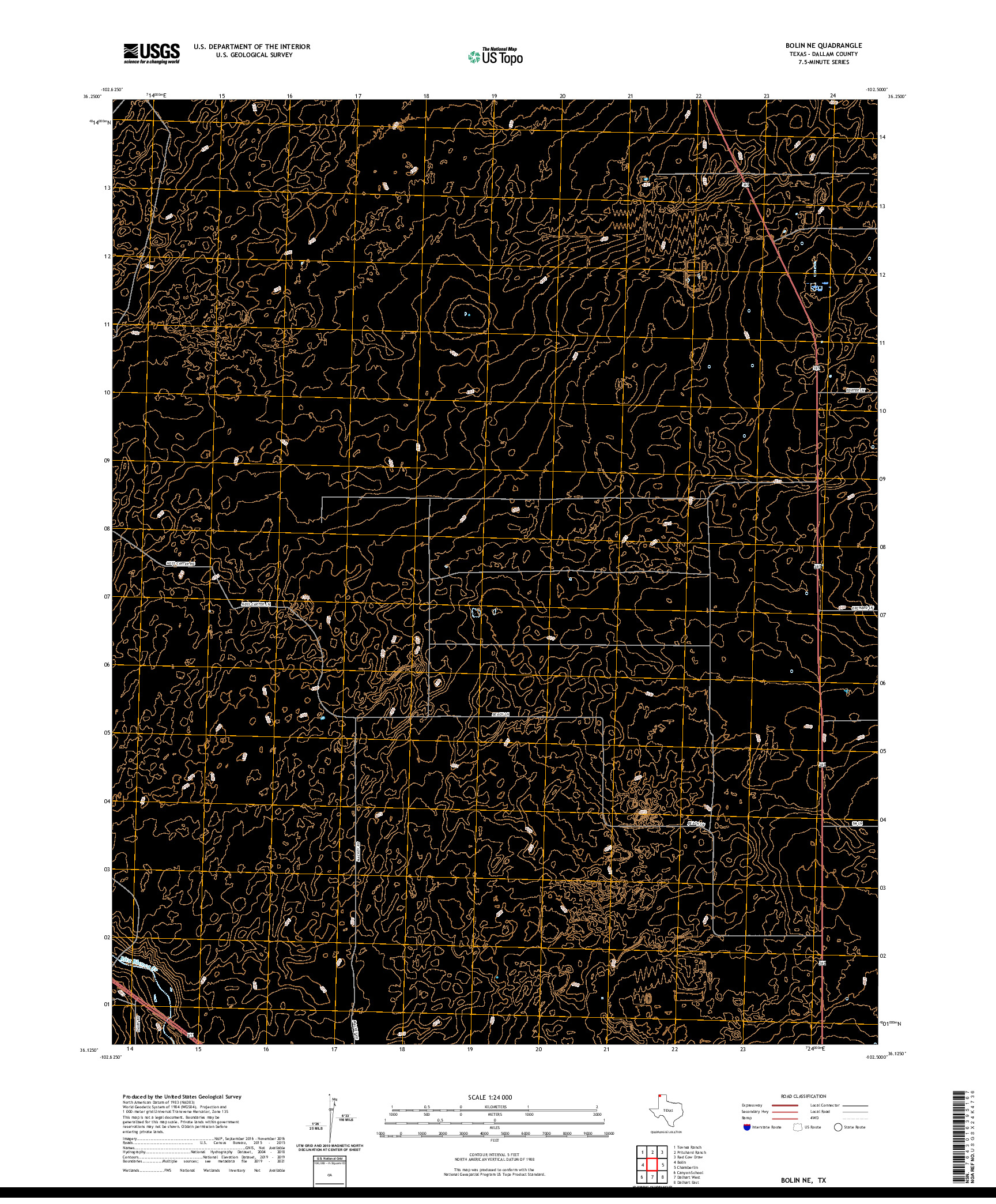 US TOPO 7.5-MINUTE MAP FOR BOLIN NE, TX