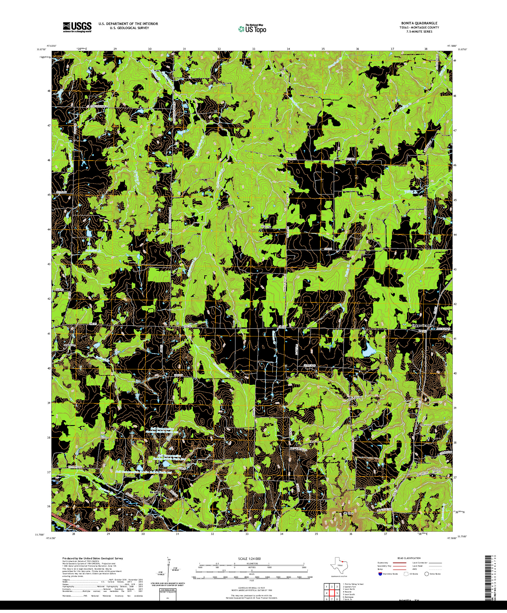 US TOPO 7.5-MINUTE MAP FOR BONITA, TX