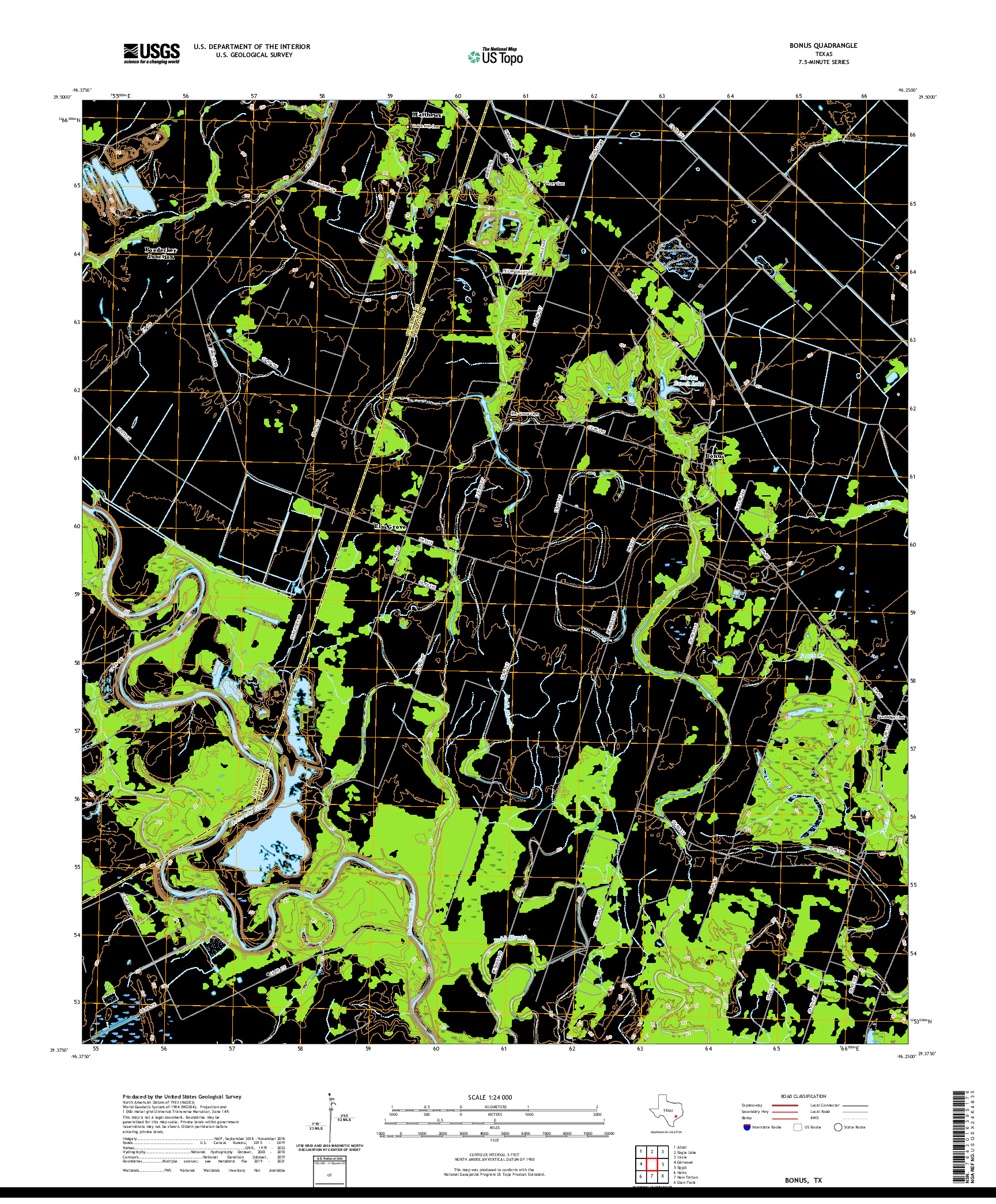 US TOPO 7.5-MINUTE MAP FOR BONUS, TX