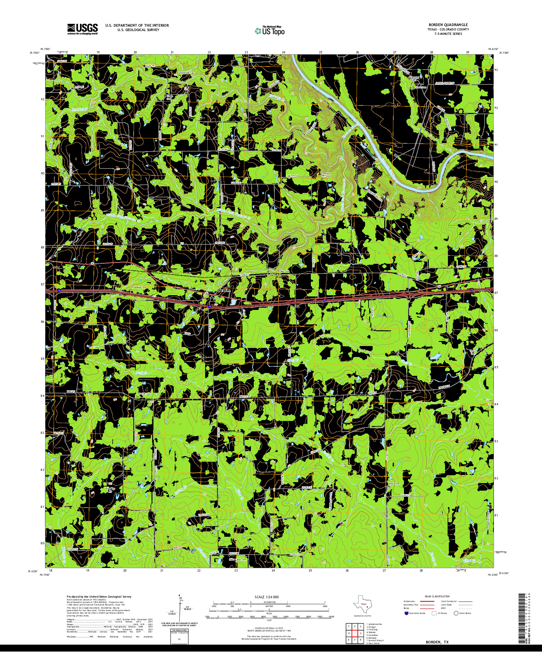 US TOPO 7.5-MINUTE MAP FOR BORDEN, TX