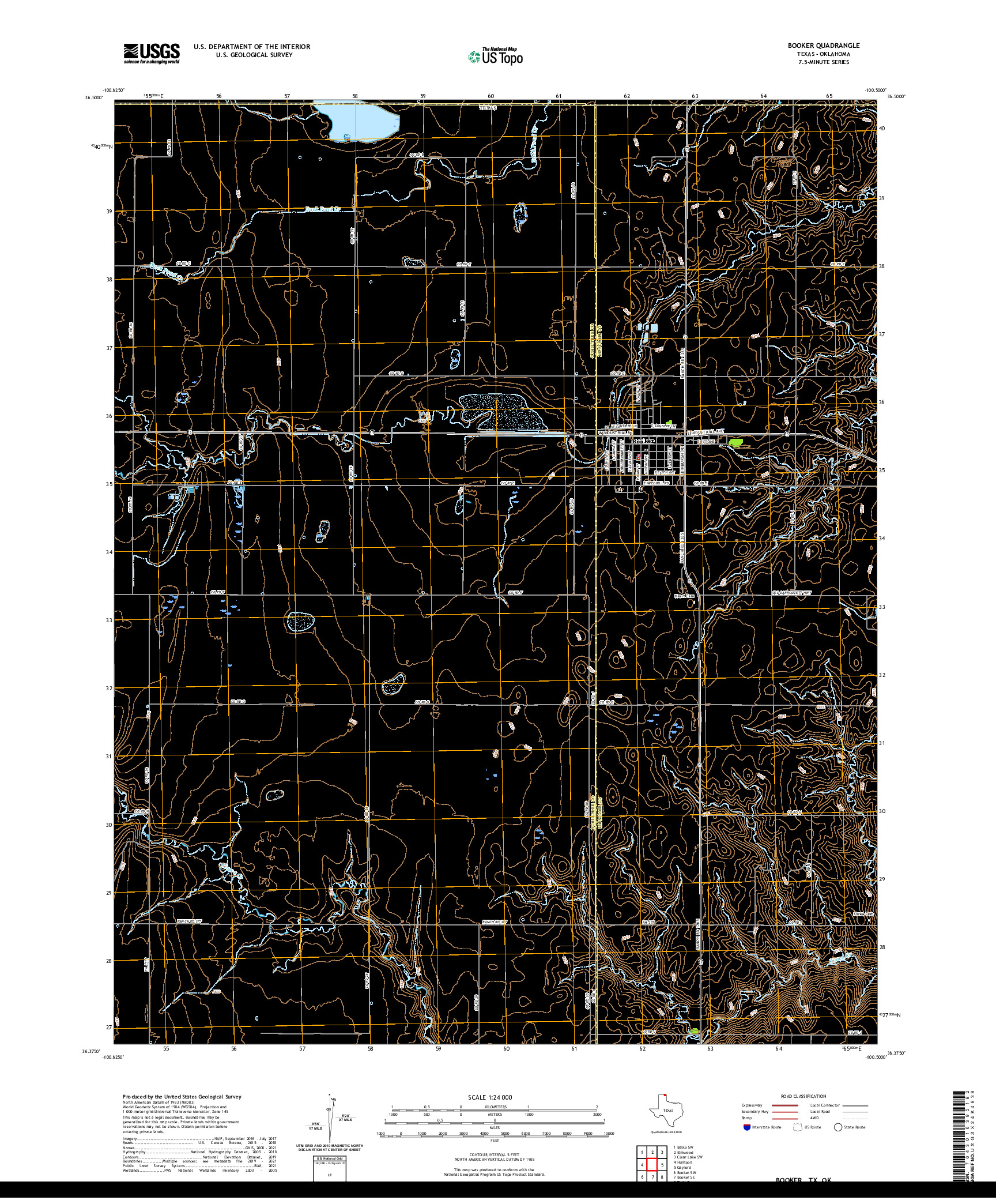 US TOPO 7.5-MINUTE MAP FOR BOOKER, TX,OK