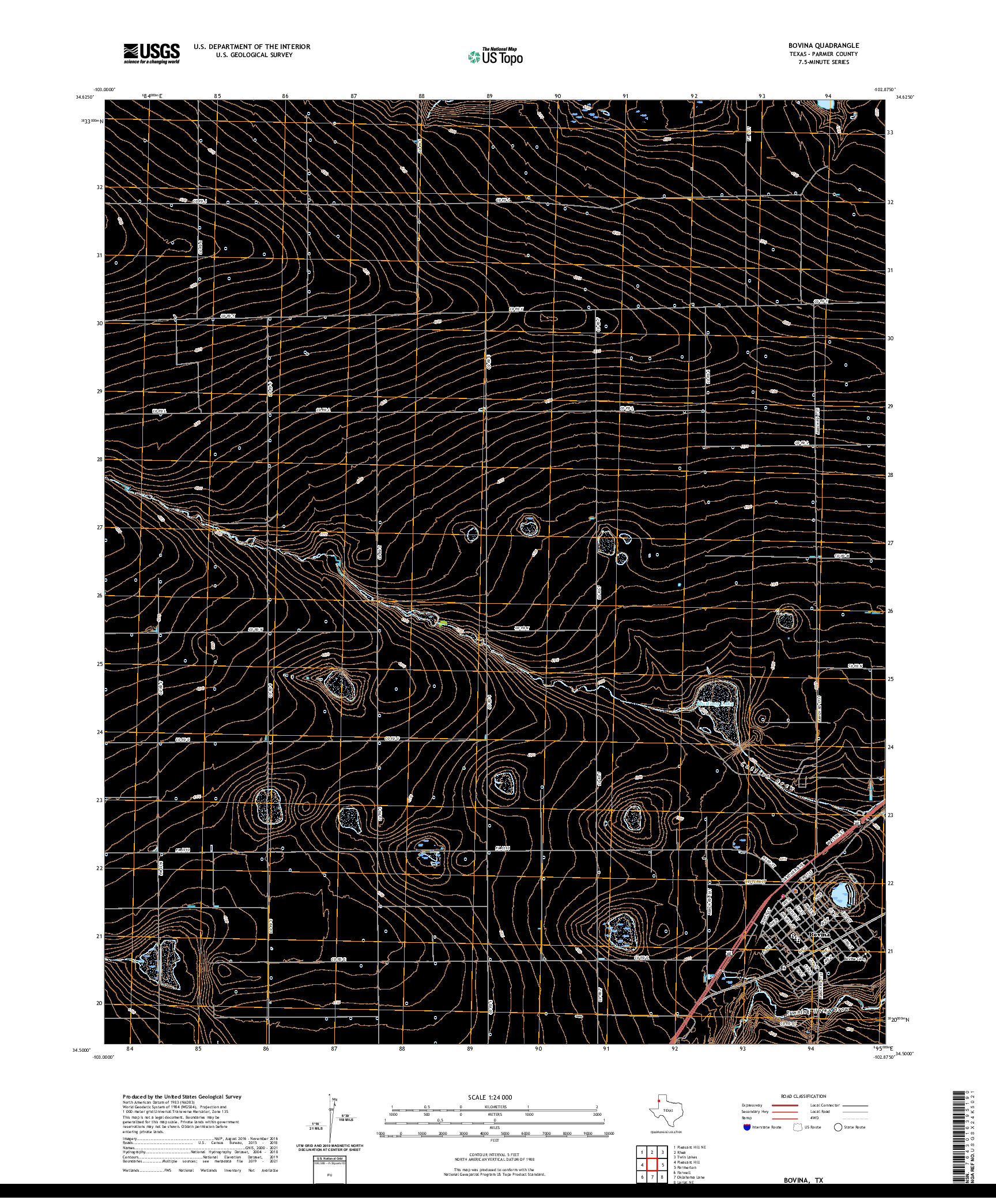 US TOPO 7.5-MINUTE MAP FOR BOVINA, TX