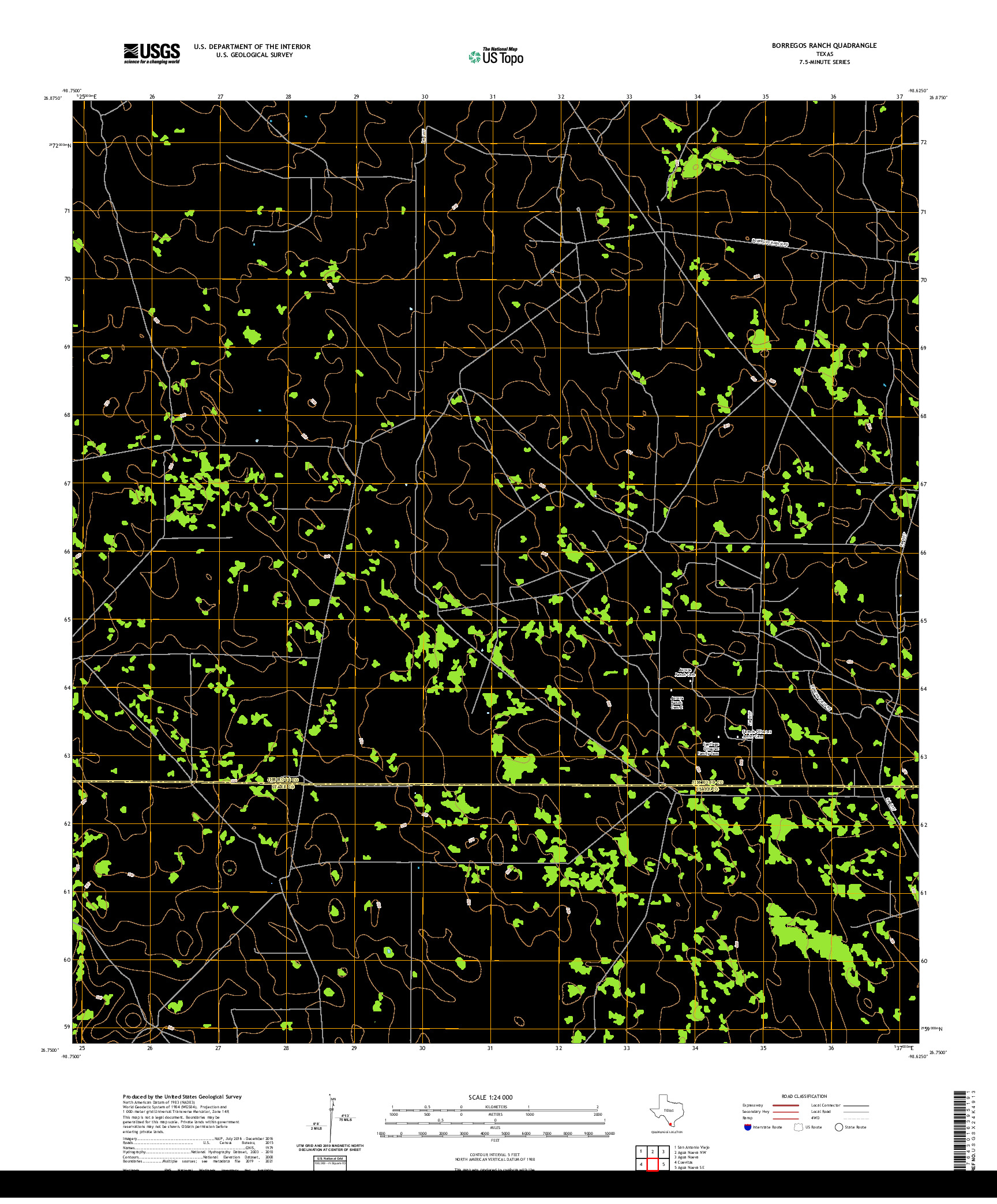 US TOPO 7.5-MINUTE MAP FOR BORREGOS RANCH, TX