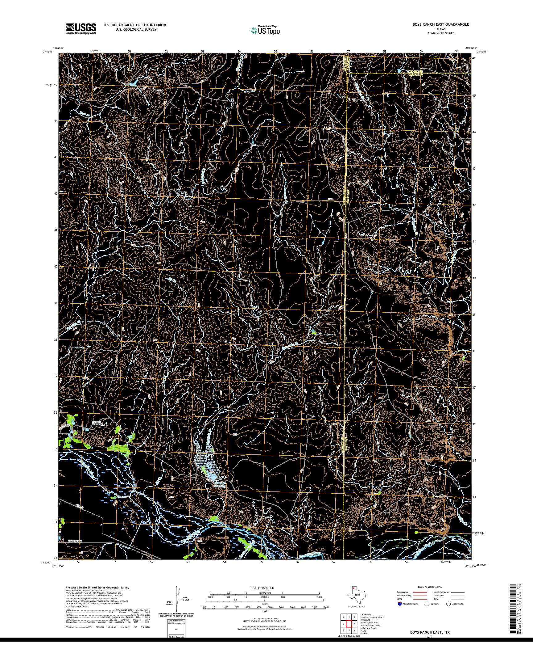 US TOPO 7.5-MINUTE MAP FOR BOYS RANCH EAST, TX