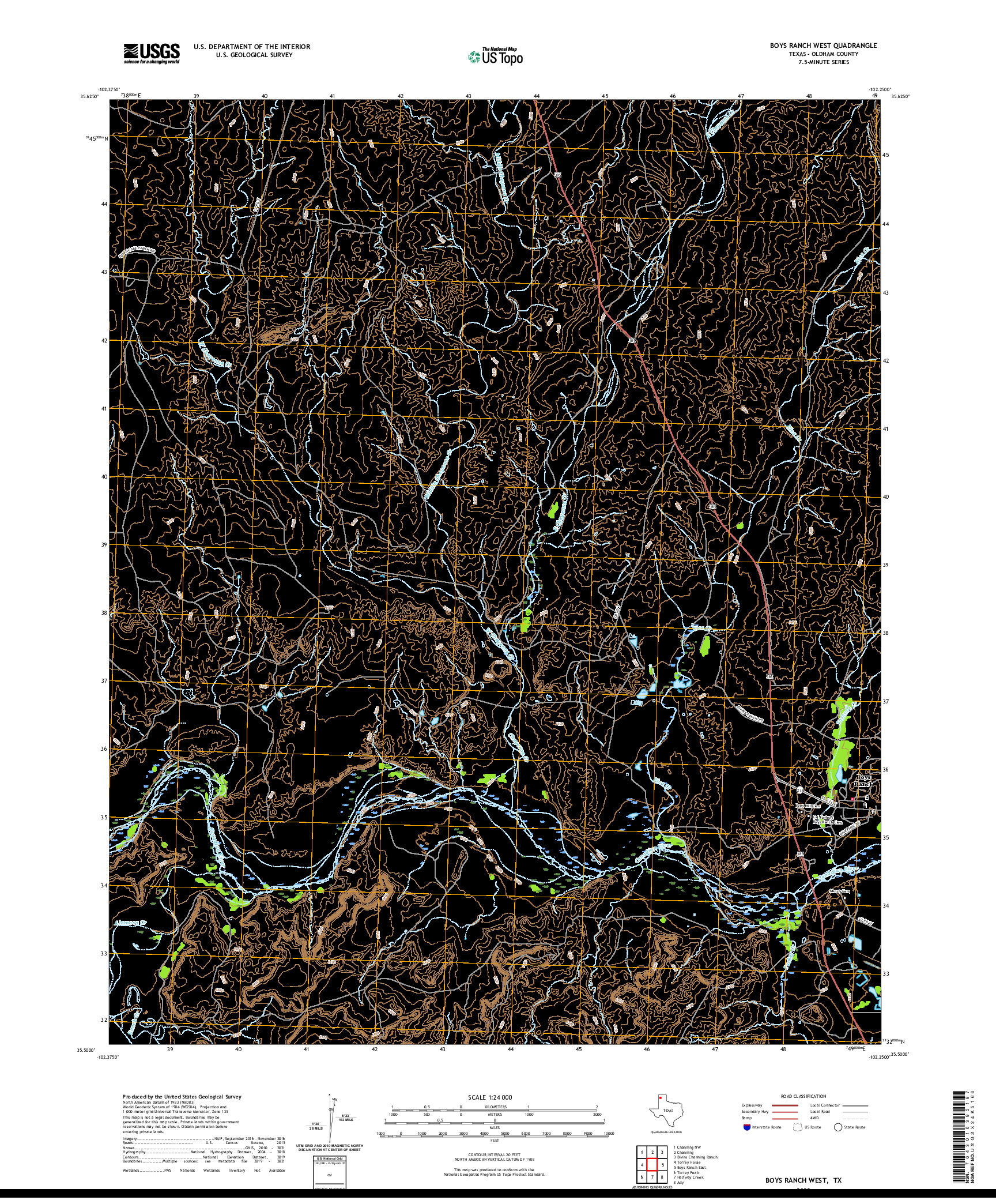 US TOPO 7.5-MINUTE MAP FOR BOYS RANCH WEST, TX