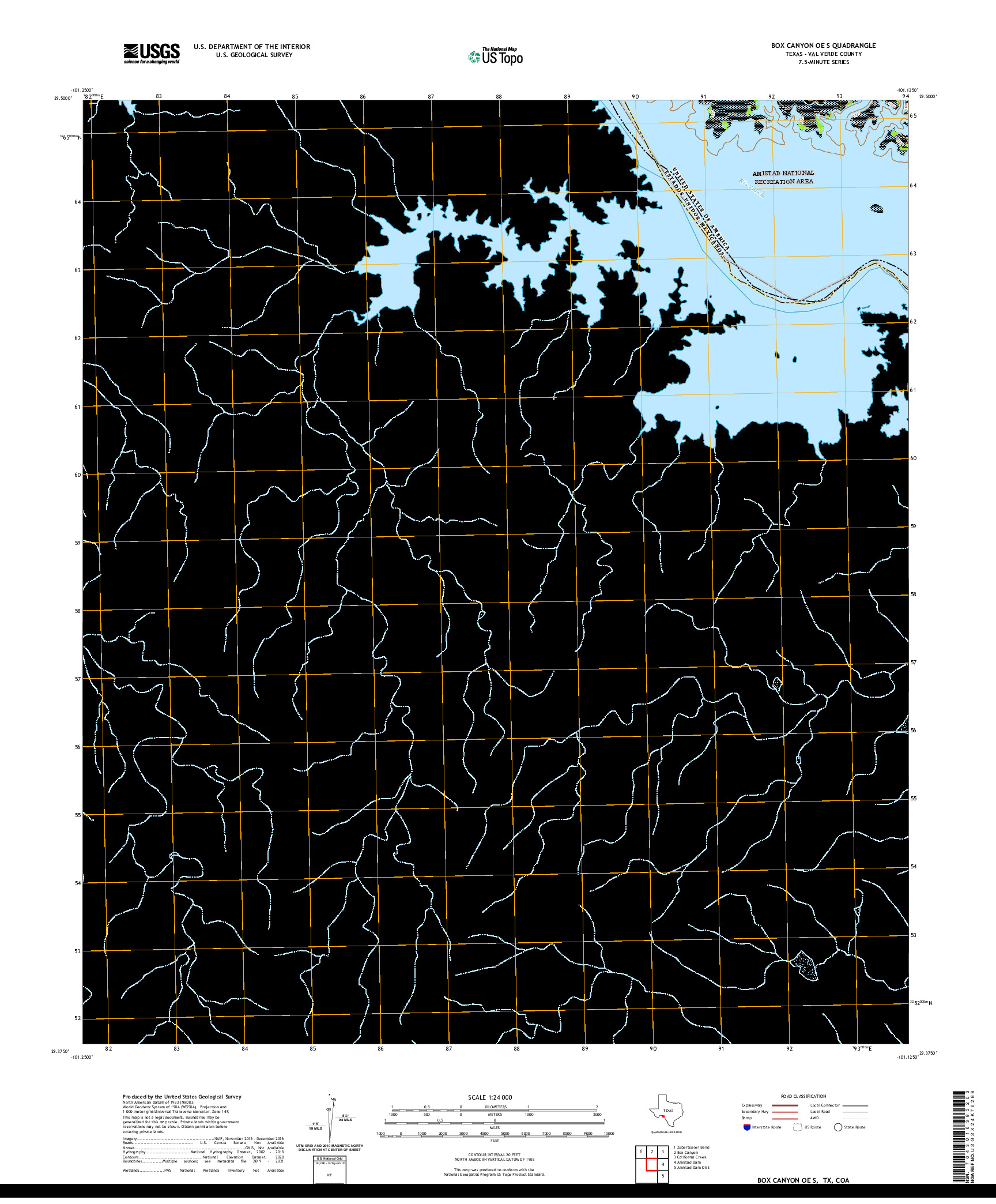 US TOPO 7.5-MINUTE MAP FOR BOX CANYON OE S, TX,COA