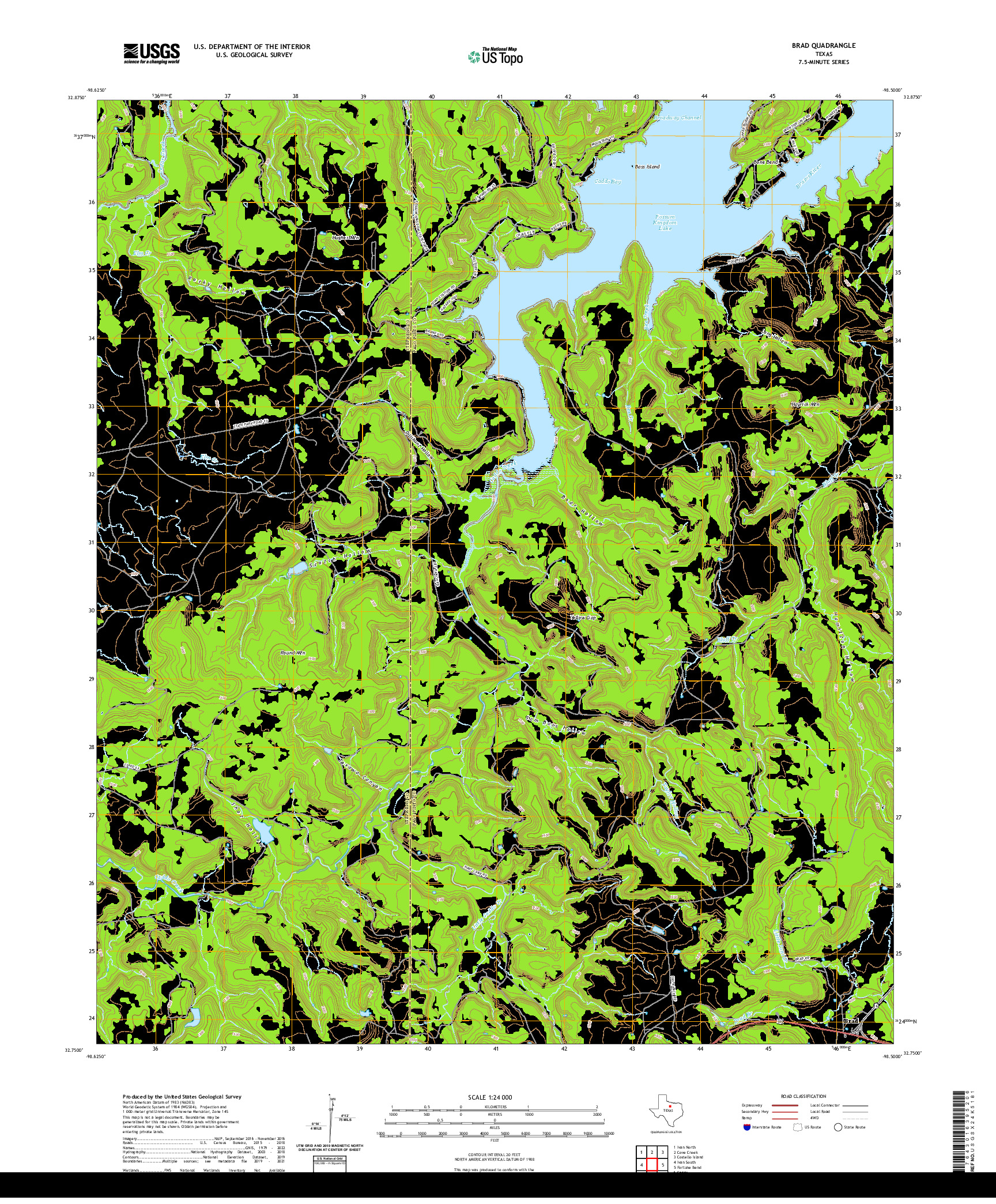 US TOPO 7.5-MINUTE MAP FOR BRAD, TX