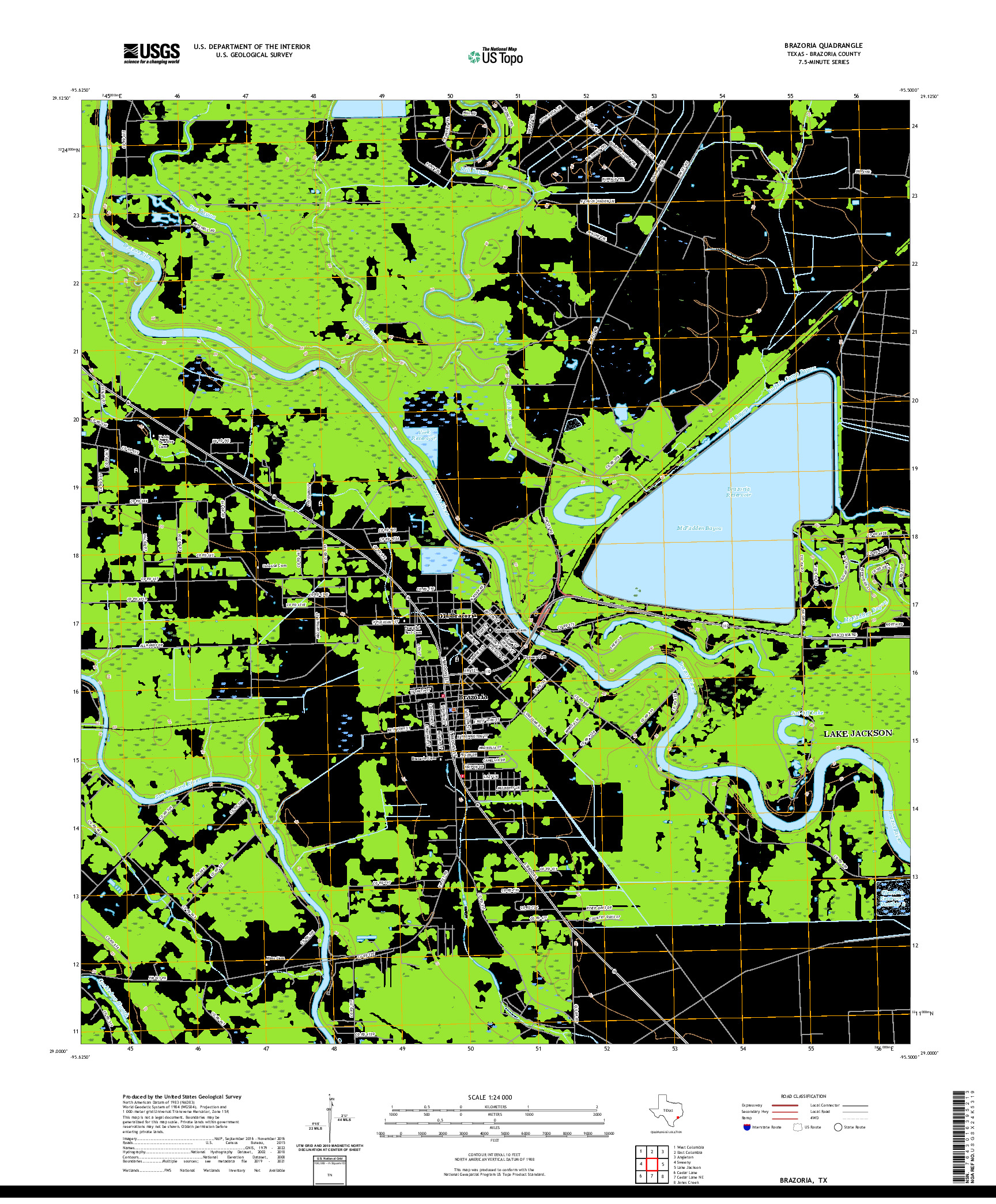 US TOPO 7.5-MINUTE MAP FOR BRAZORIA, TX