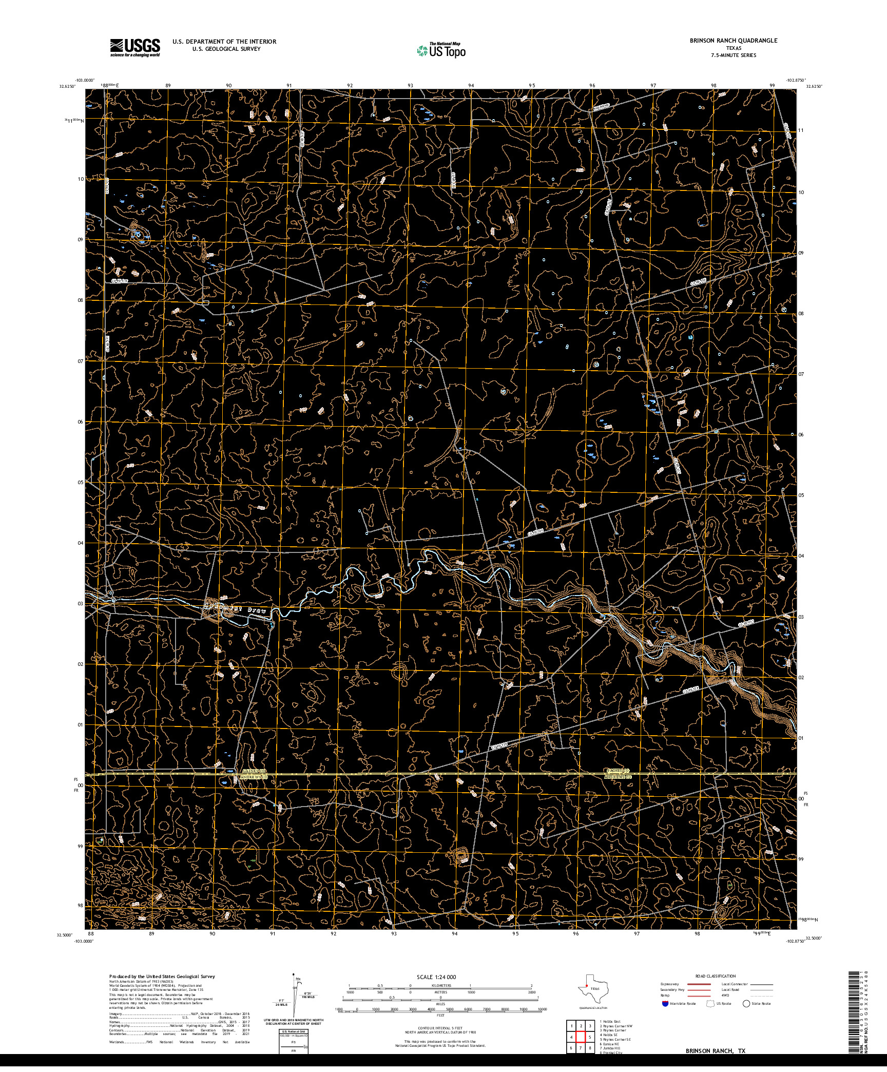 US TOPO 7.5-MINUTE MAP FOR BRINSON RANCH, TX