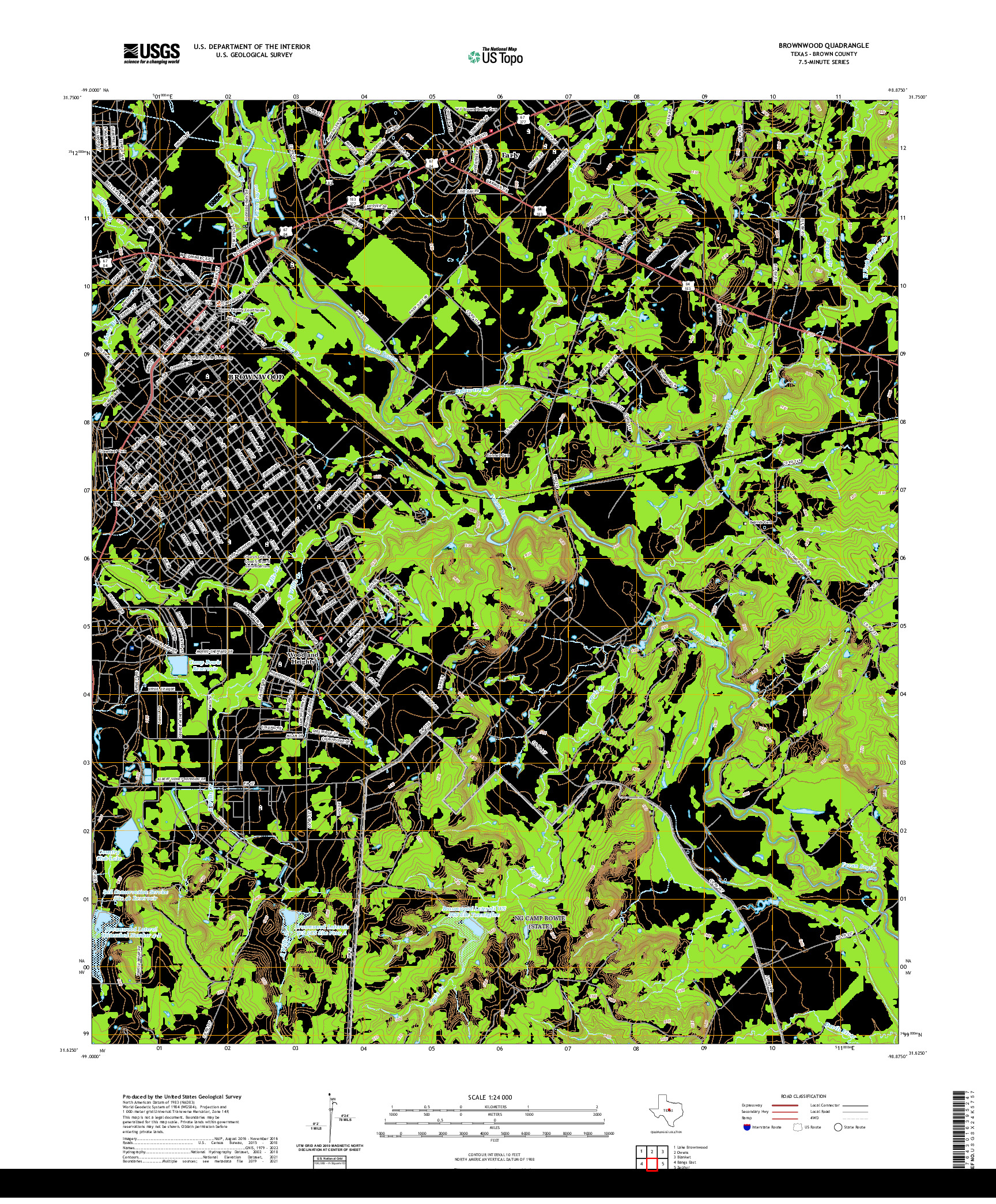 US TOPO 7.5-MINUTE MAP FOR BROWNWOOD, TX