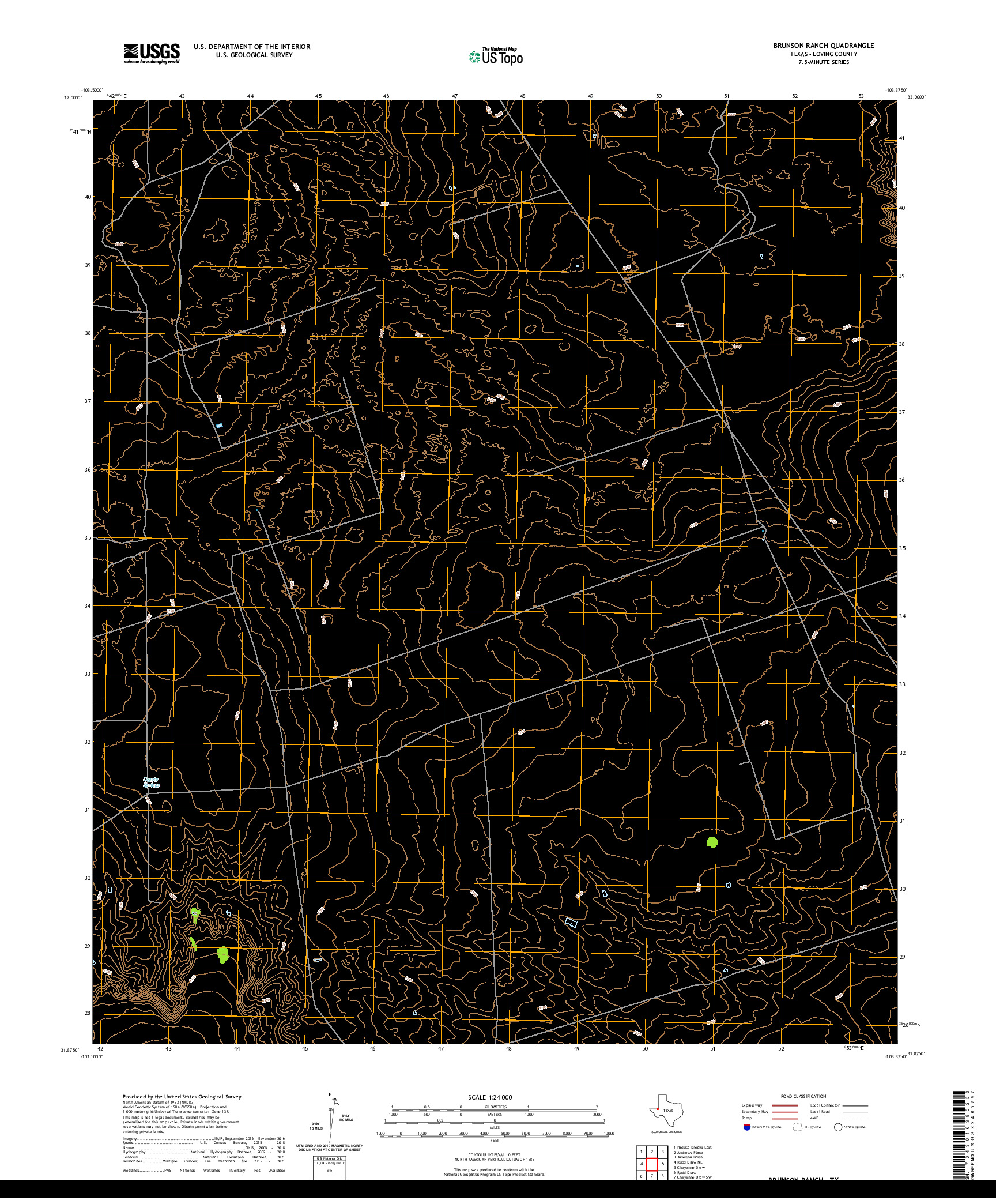 US TOPO 7.5-MINUTE MAP FOR BRUNSON RANCH, TX