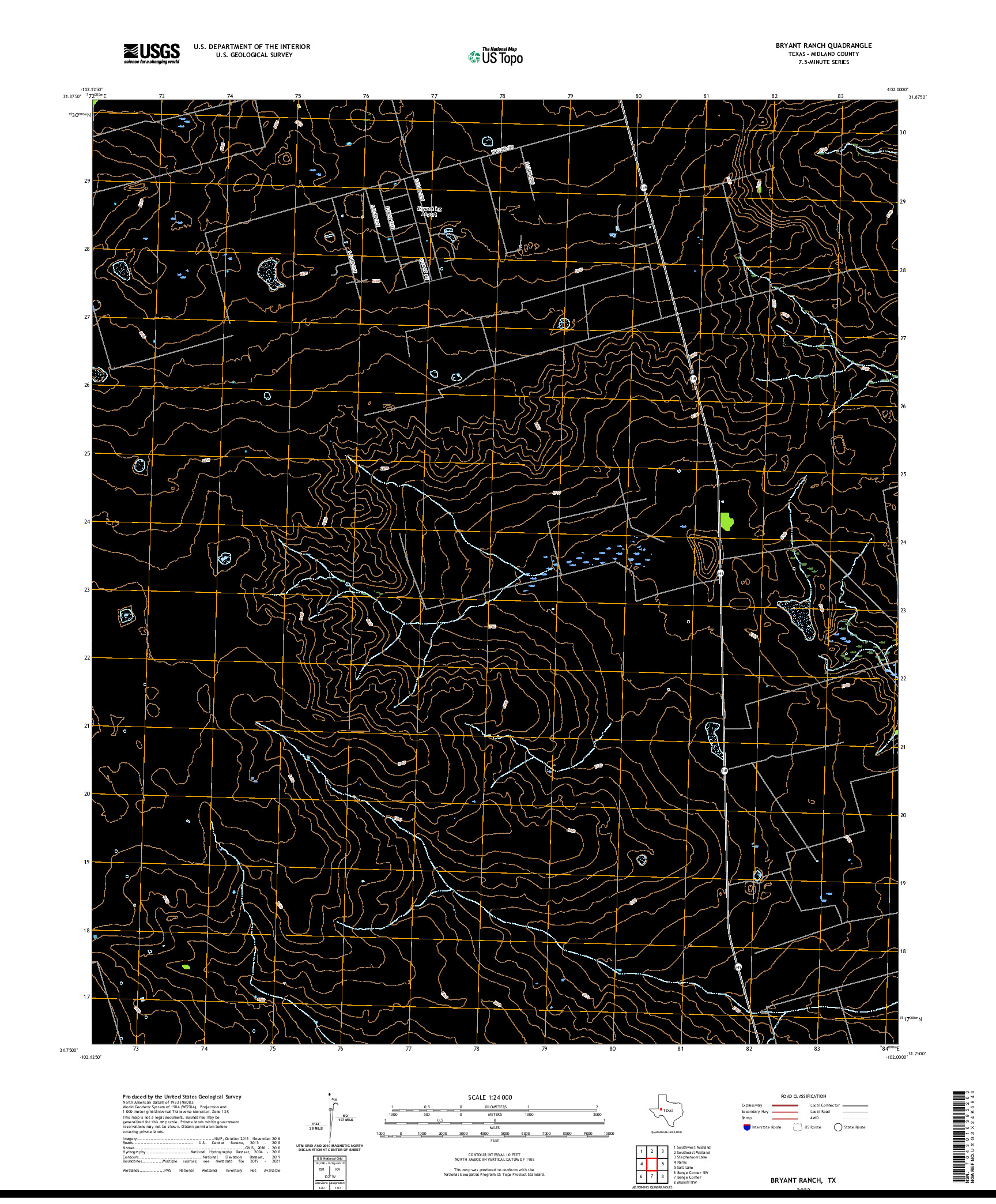 US TOPO 7.5-MINUTE MAP FOR BRYANT RANCH, TX