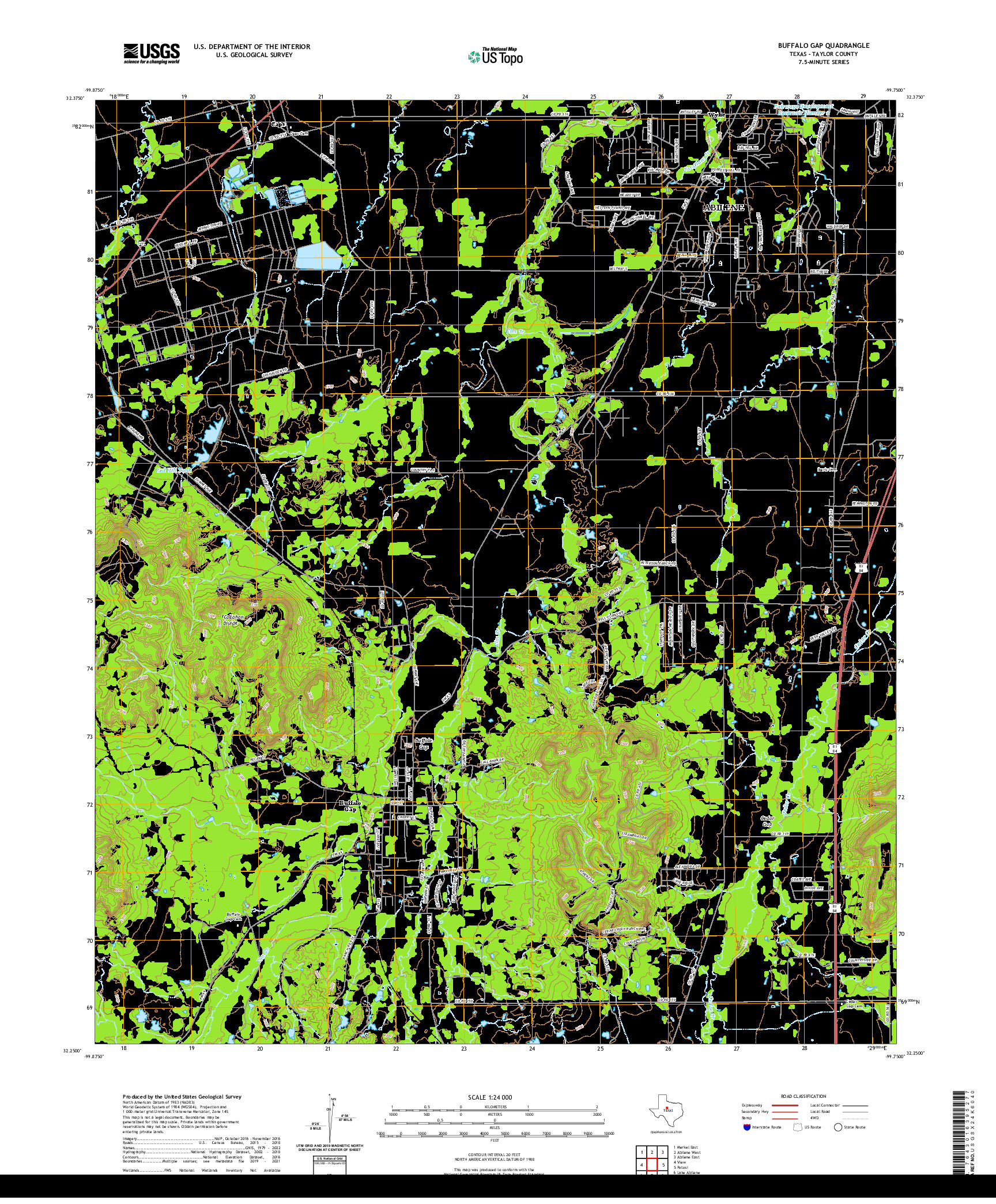 US TOPO 7.5-MINUTE MAP FOR BUFFALO GAP, TX