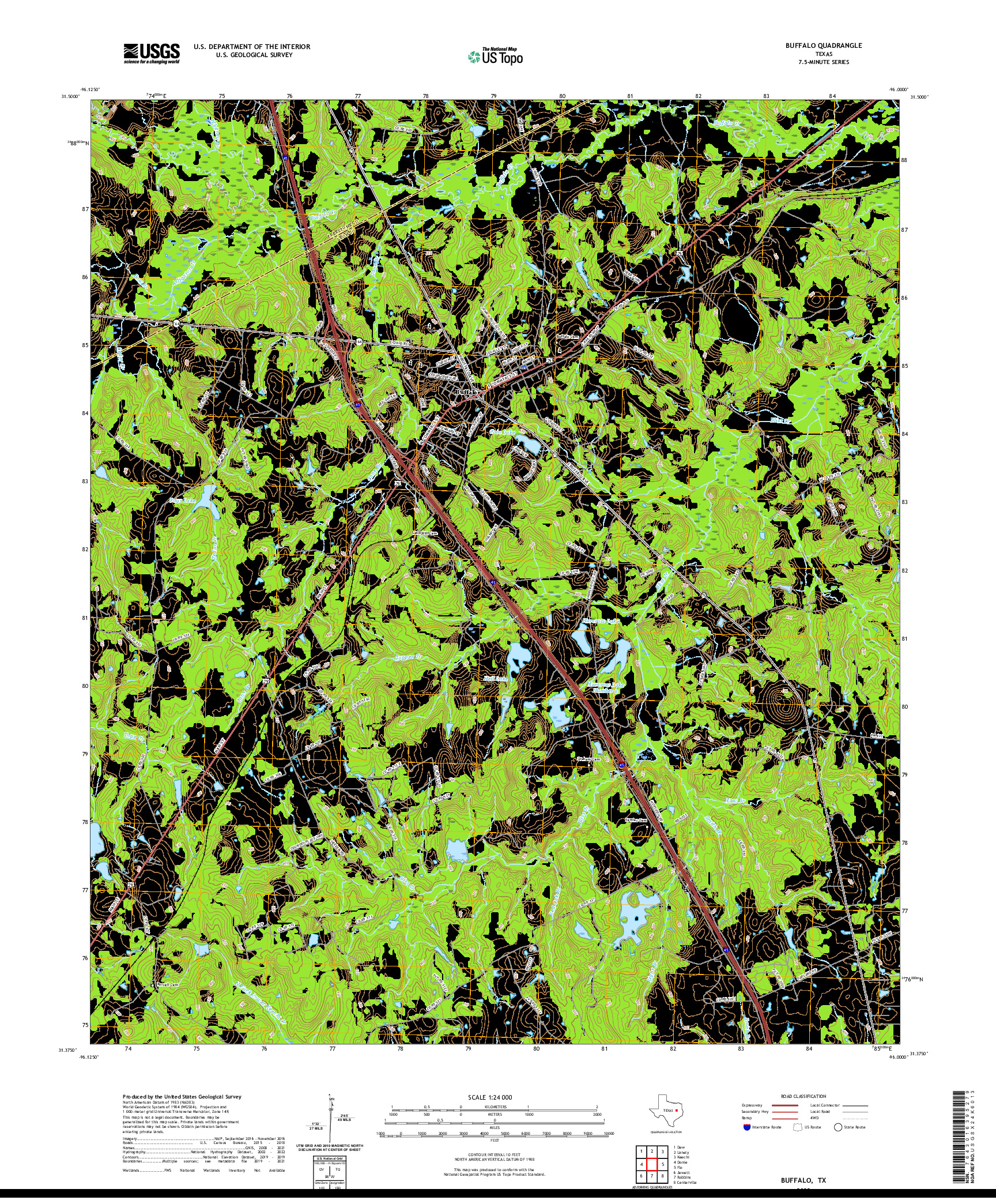 US TOPO 7.5-MINUTE MAP FOR BUFFALO, TX