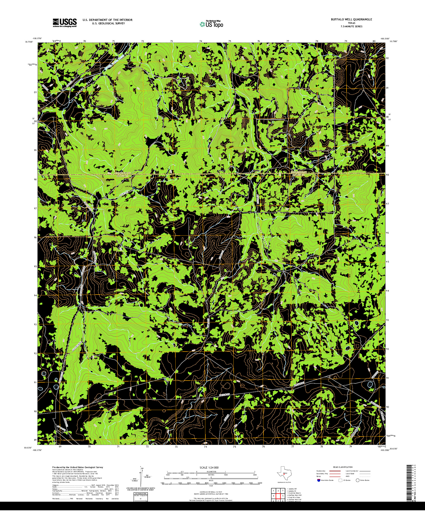 US TOPO 7.5-MINUTE MAP FOR BUFFALO WELL, TX