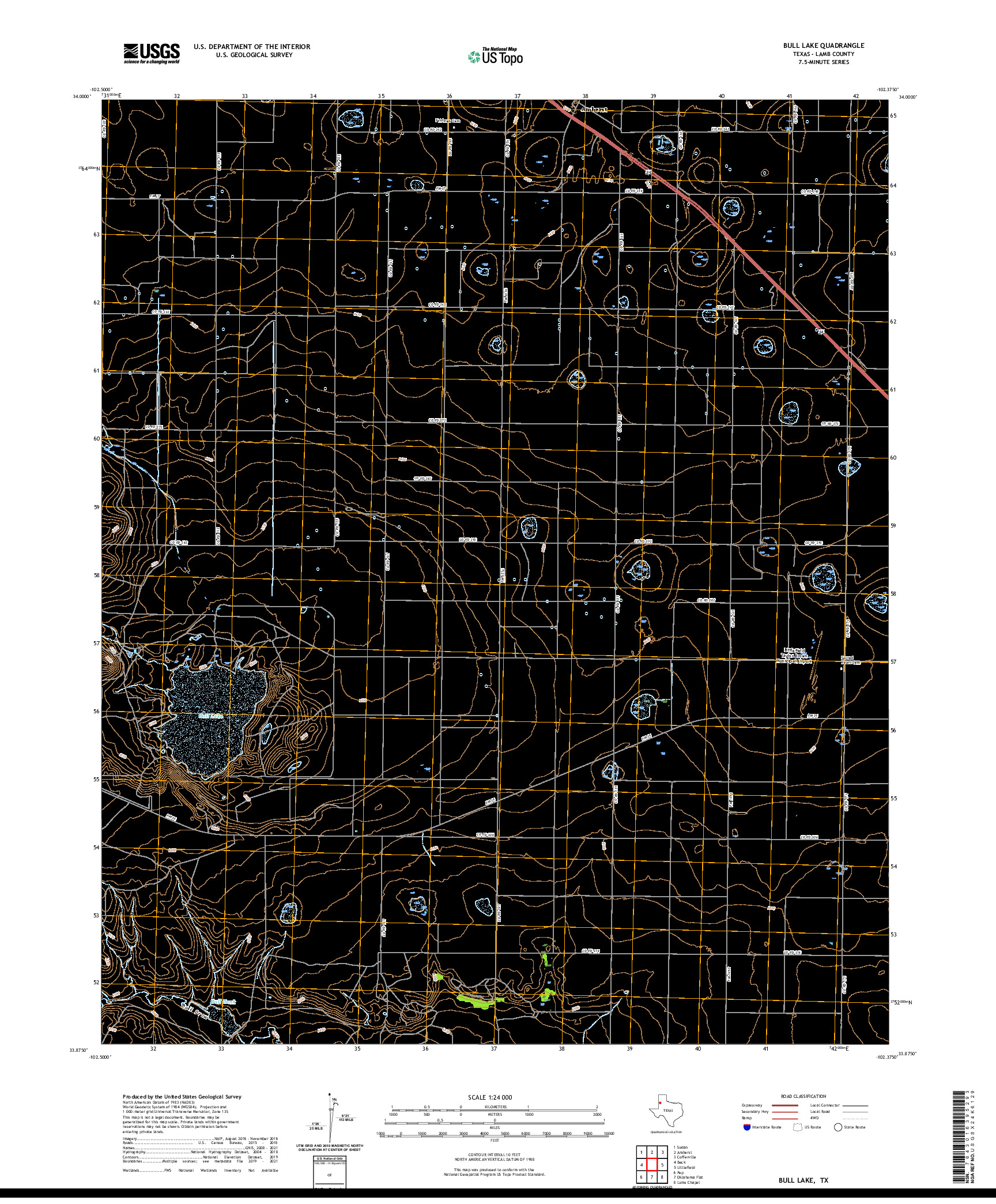 US TOPO 7.5-MINUTE MAP FOR BULL LAKE, TX