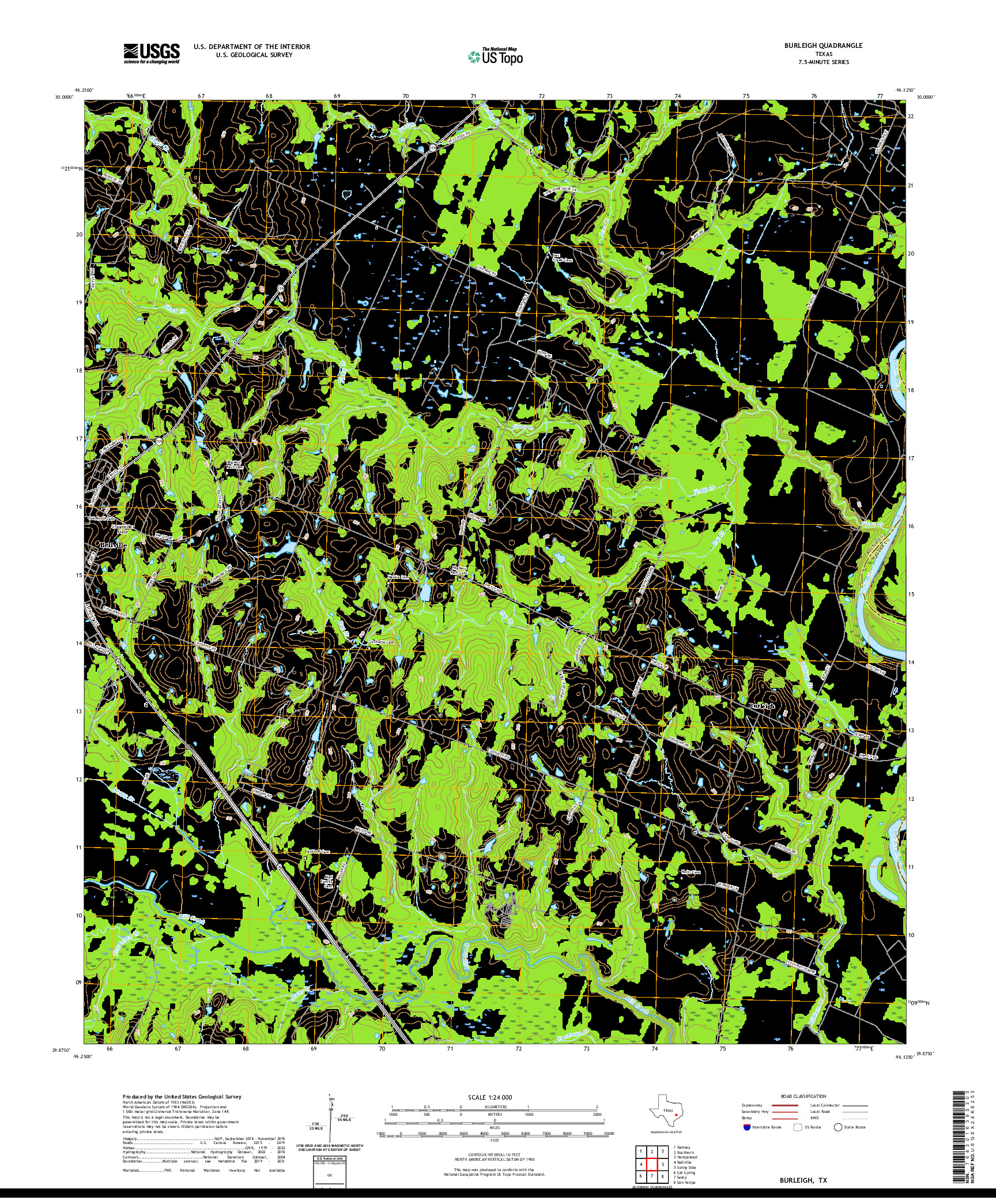 US TOPO 7.5-MINUTE MAP FOR BURLEIGH, TX