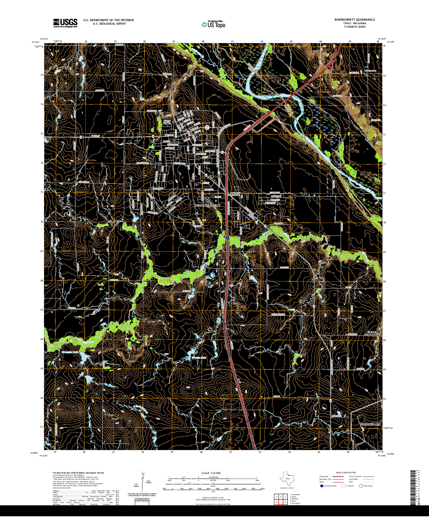 US TOPO 7.5-MINUTE MAP FOR BURKBURNETT, TX,OK