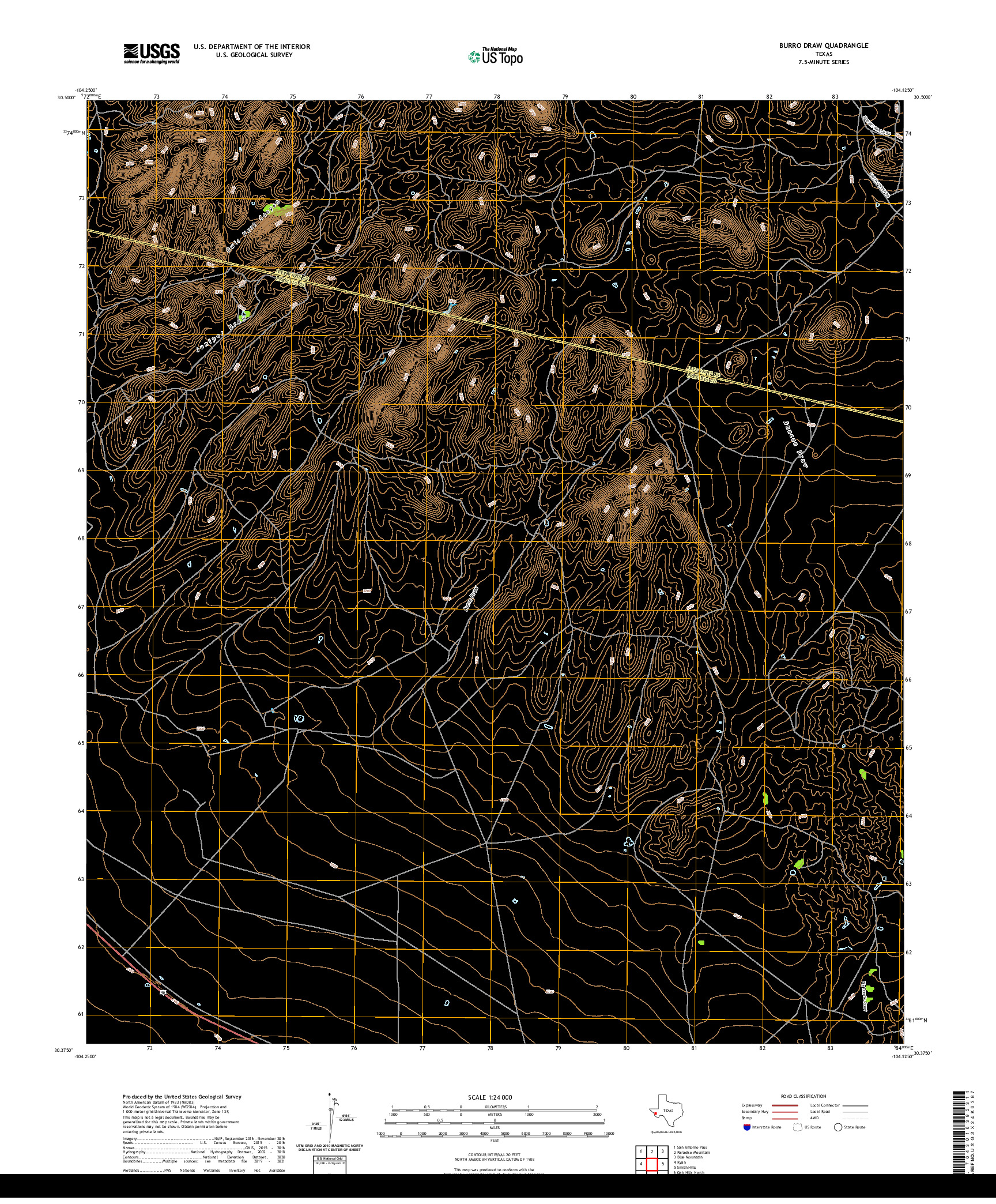 US TOPO 7.5-MINUTE MAP FOR BURRO DRAW, TX