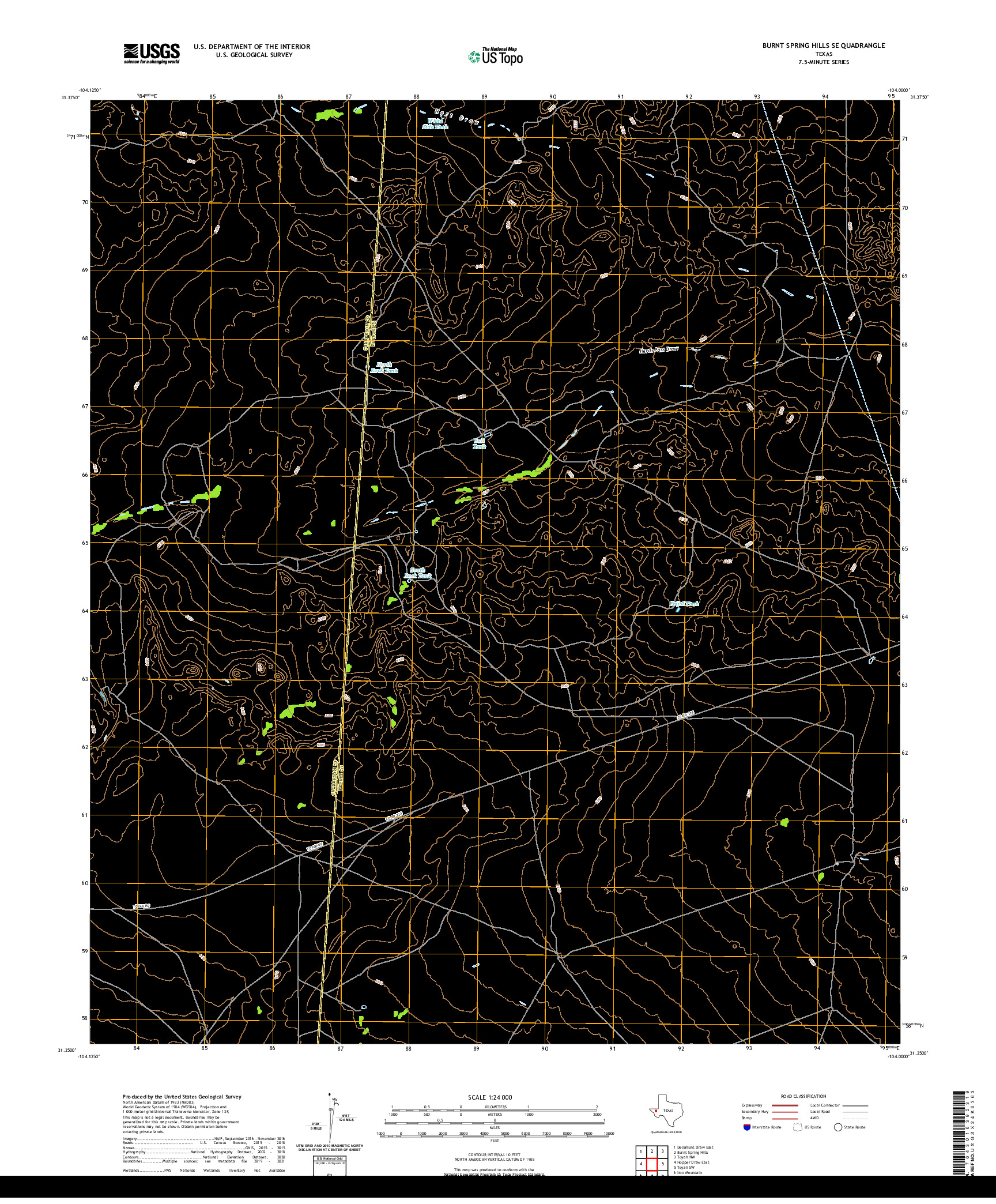 US TOPO 7.5-MINUTE MAP FOR BURNT SPRING HILLS SE, TX