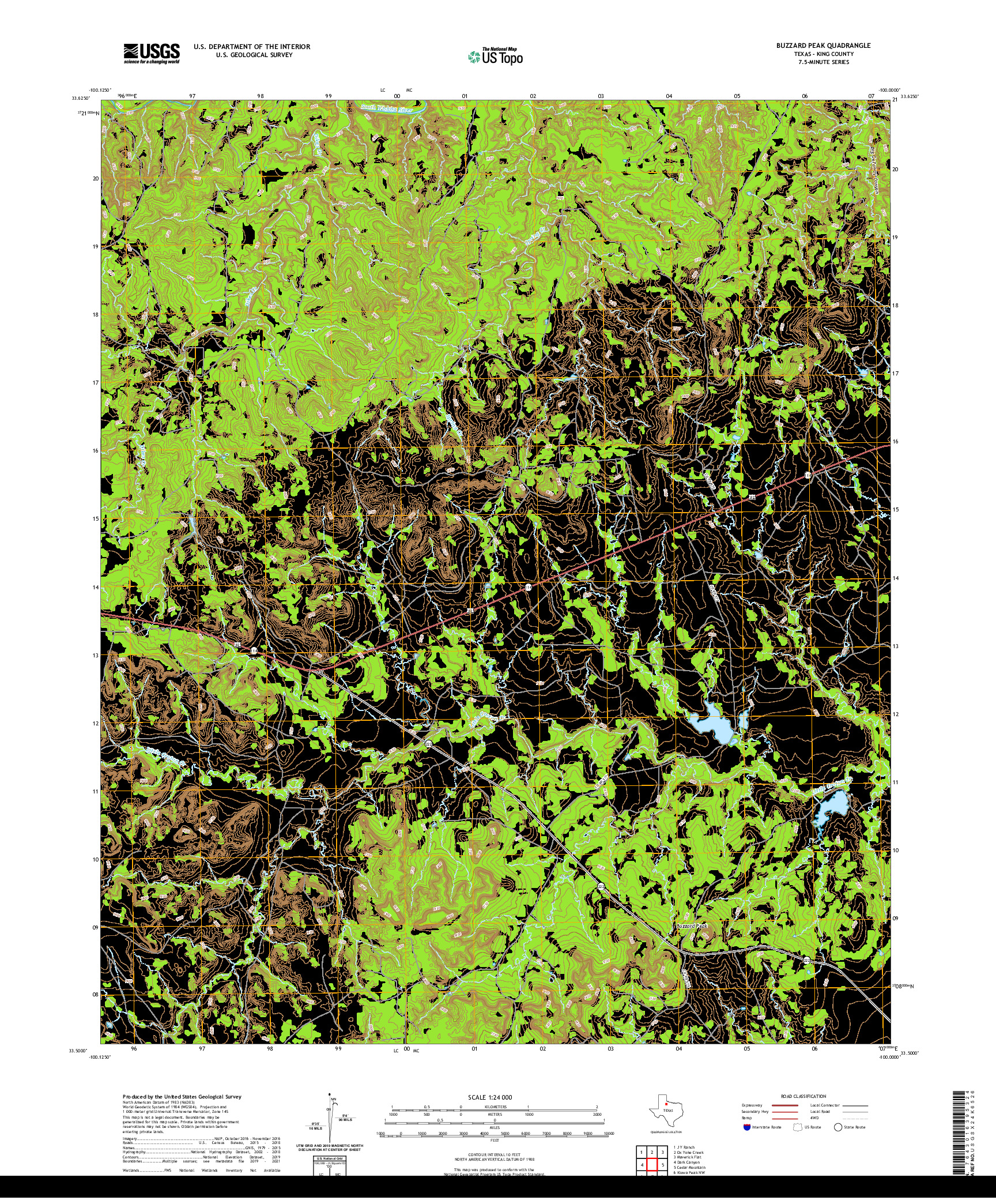 US TOPO 7.5-MINUTE MAP FOR BUZZARD PEAK, TX