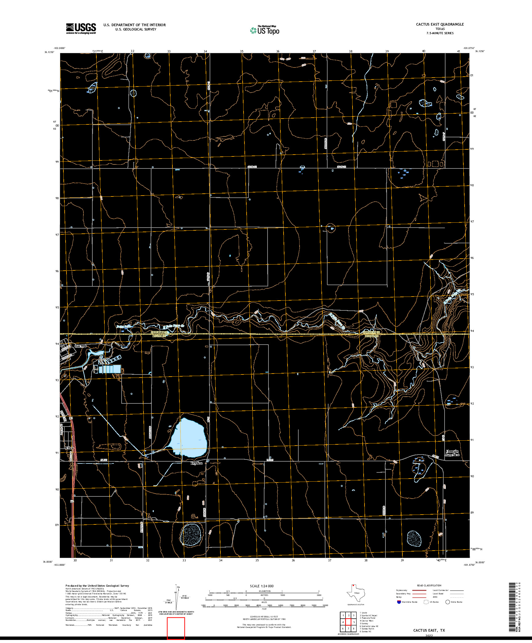 US TOPO 7.5-MINUTE MAP FOR CACTUS EAST, TX