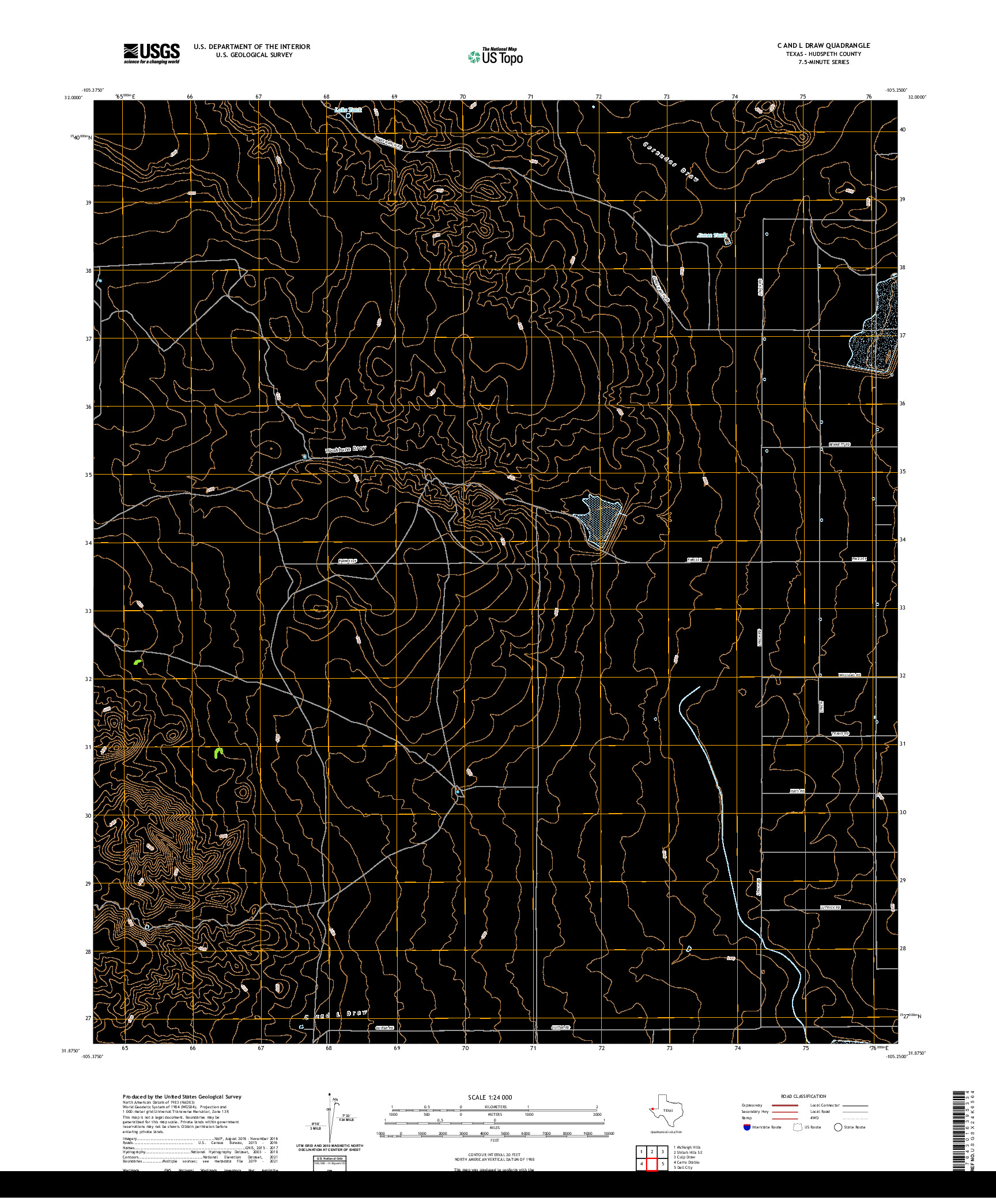 US TOPO 7.5-MINUTE MAP FOR C AND L DRAW, TX