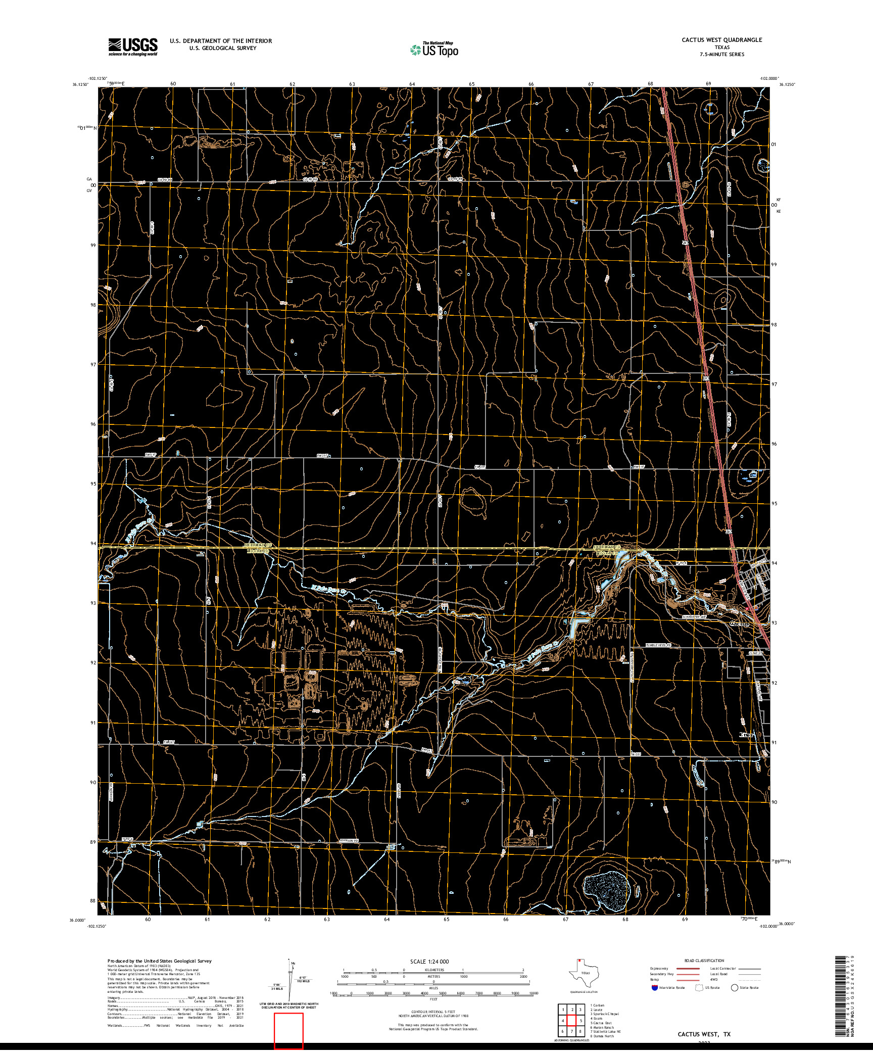 US TOPO 7.5-MINUTE MAP FOR CACTUS WEST, TX