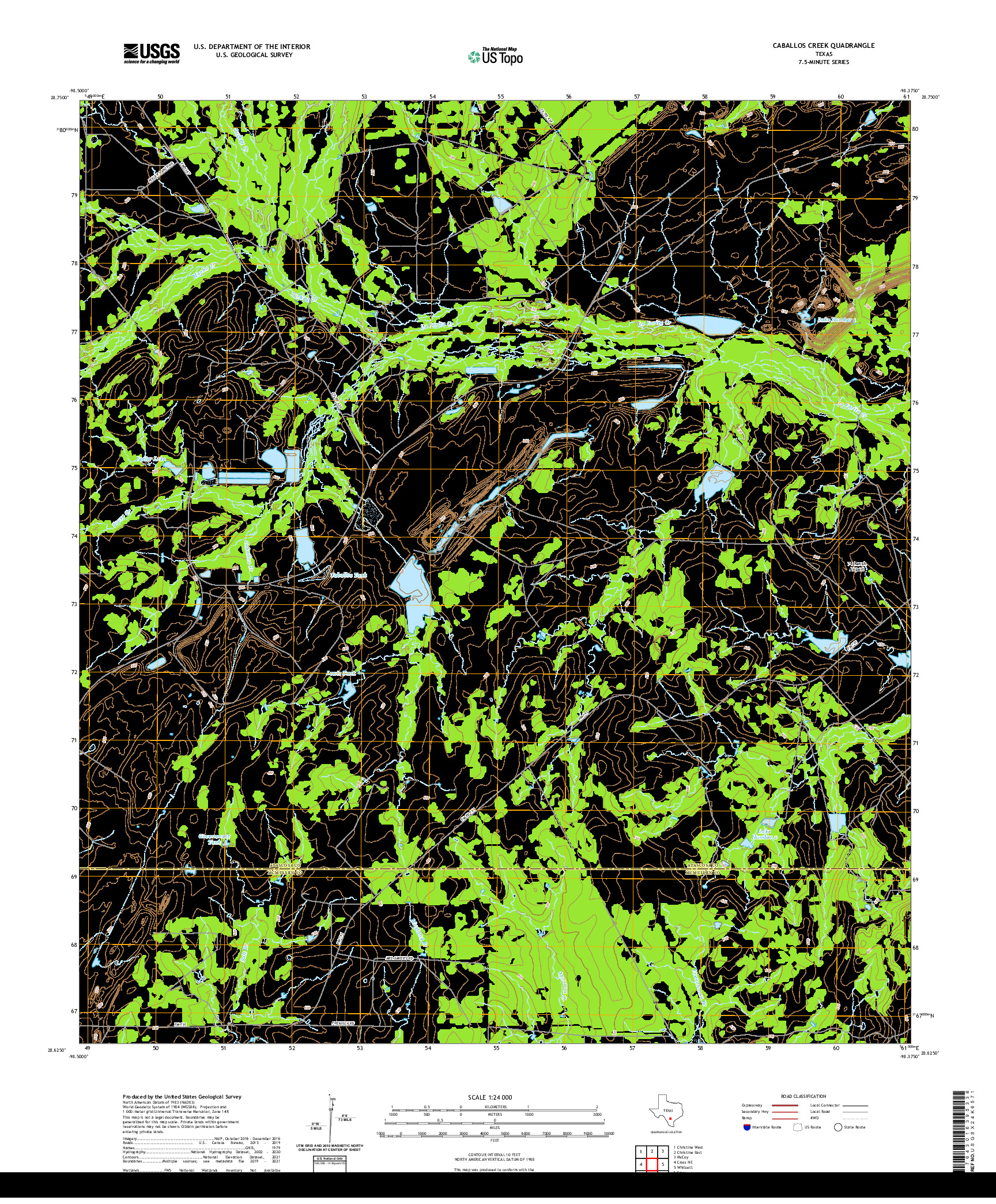 US TOPO 7.5-MINUTE MAP FOR CABALLOS CREEK, TX