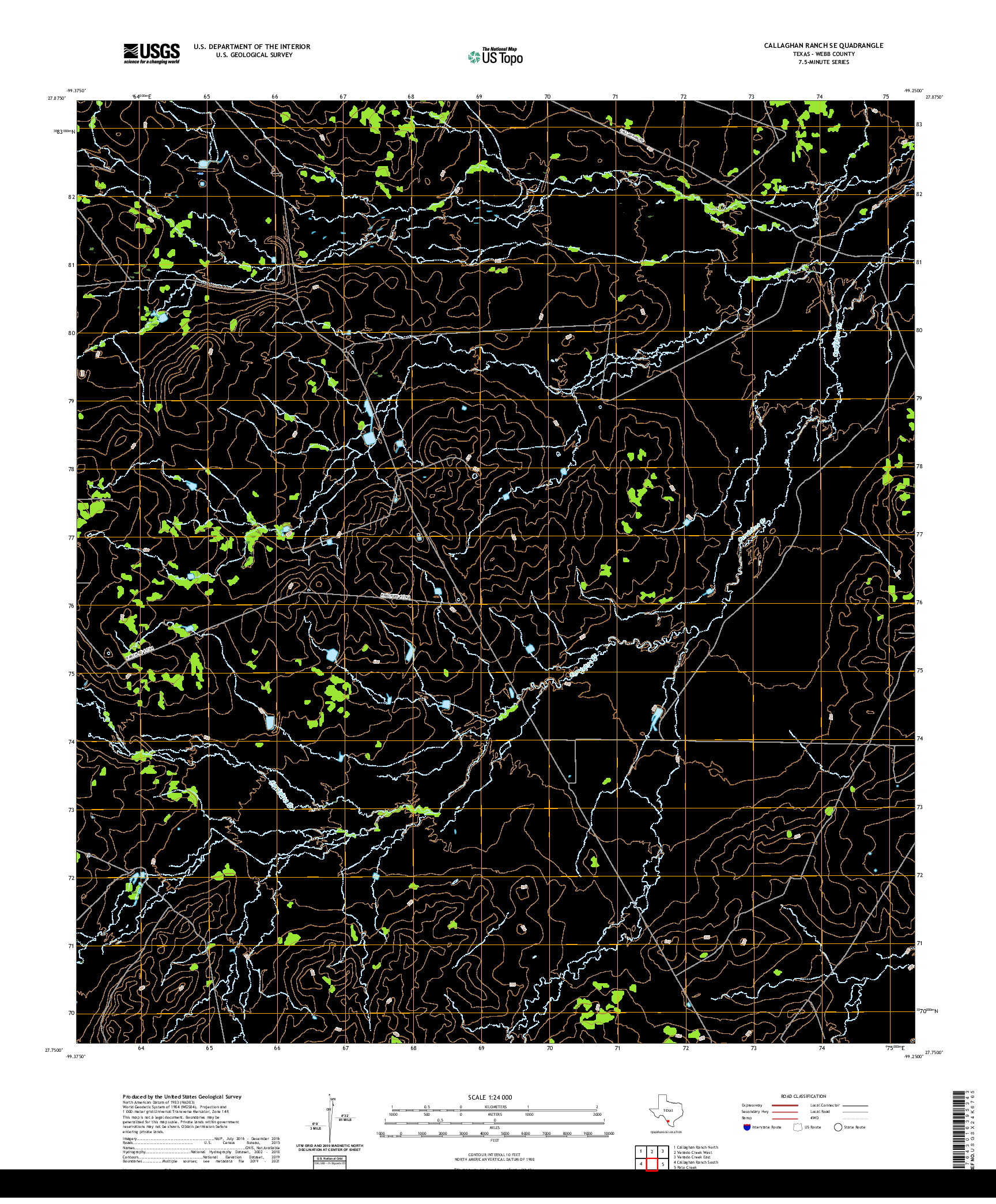 US TOPO 7.5-MINUTE MAP FOR CALLAGHAN RANCH SE, TX