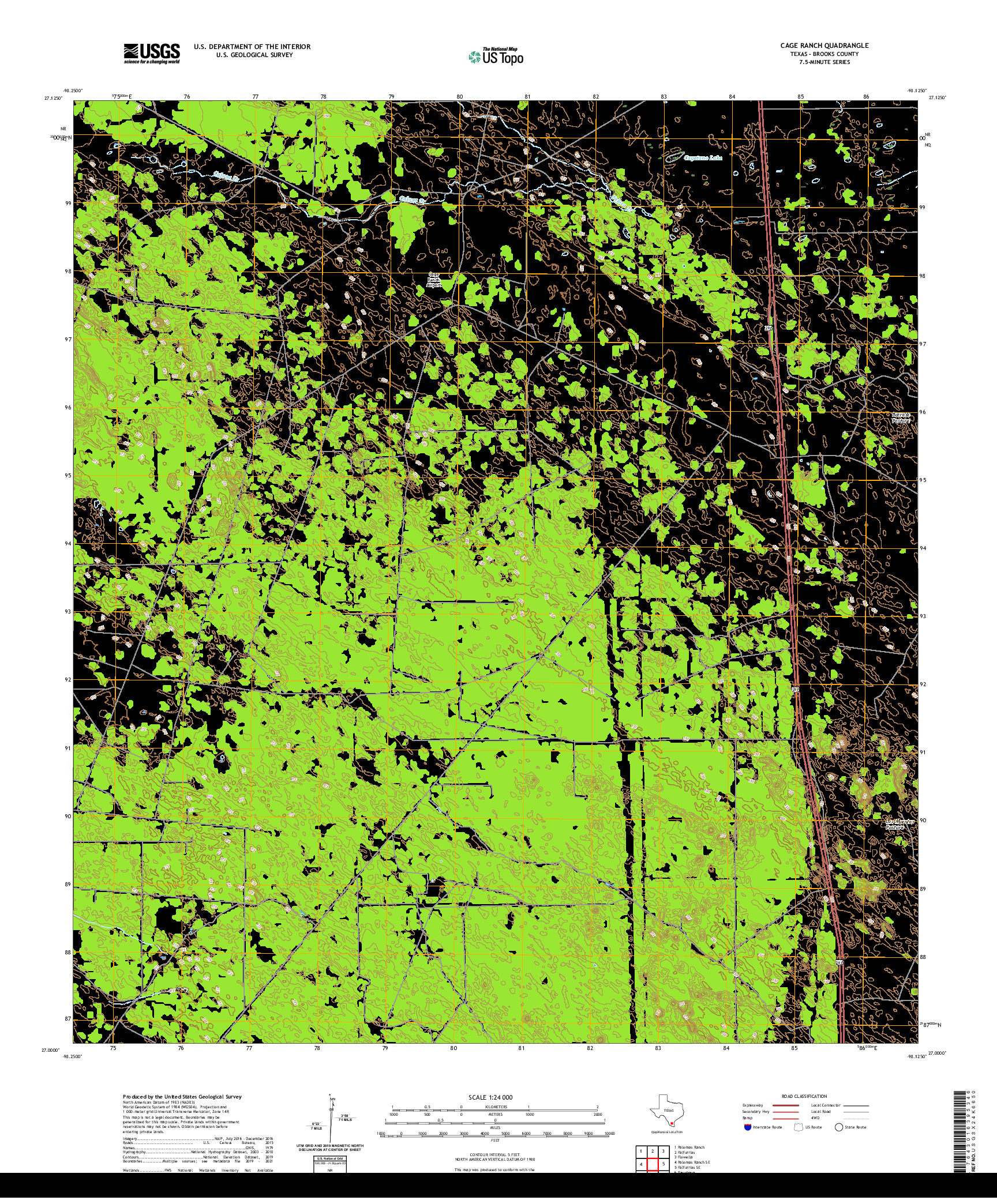 US TOPO 7.5-MINUTE MAP FOR CAGE RANCH, TX