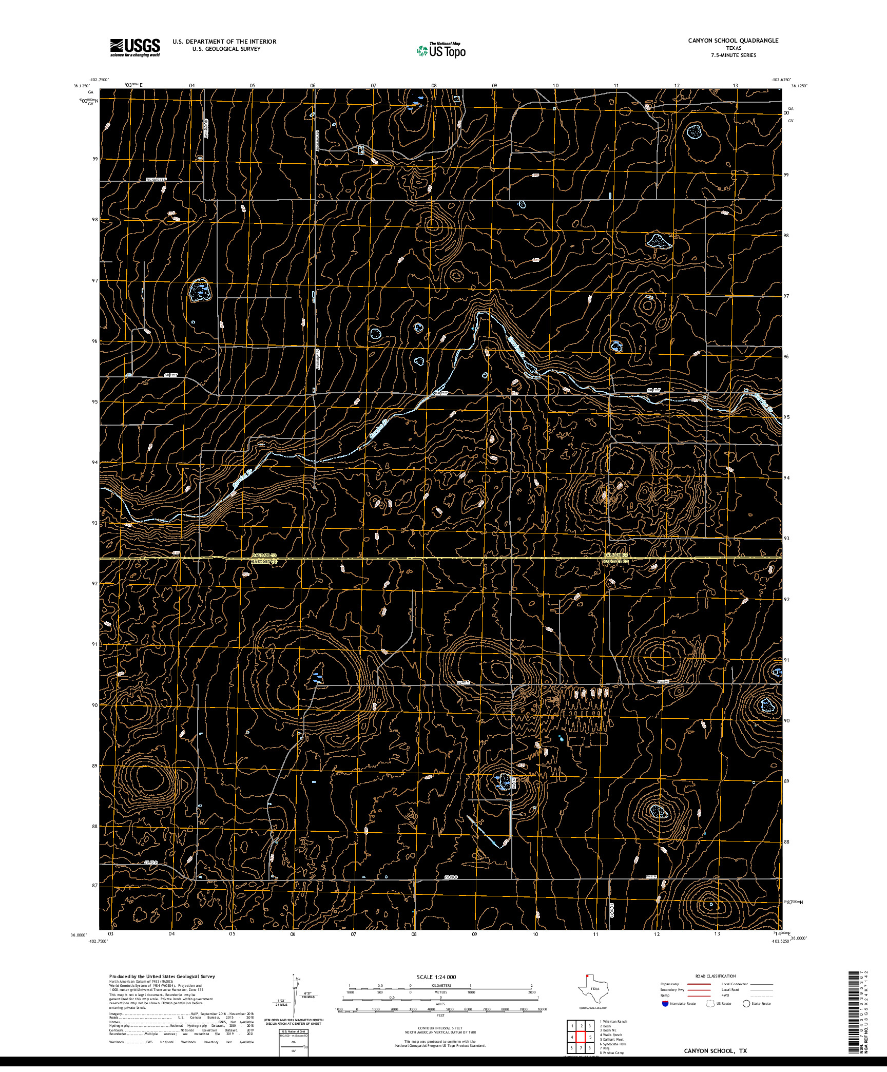 US TOPO 7.5-MINUTE MAP FOR CANYON SCHOOL, TX