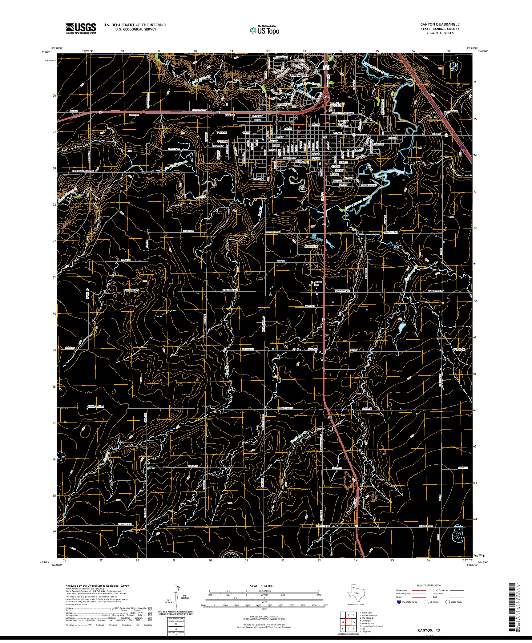 US TOPO 7.5-MINUTE MAP FOR CANYON, TX