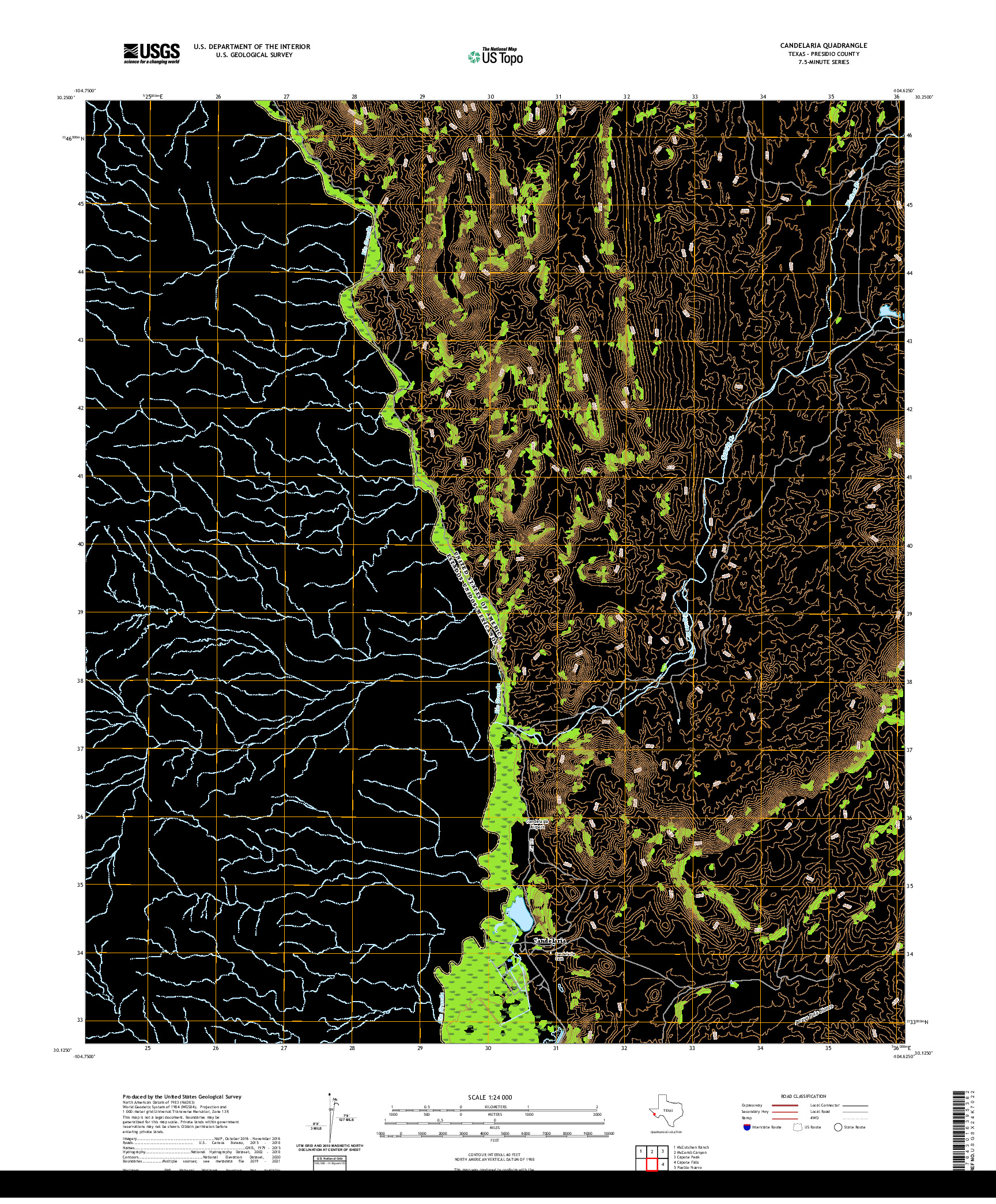 US TOPO 7.5-MINUTE MAP FOR CANDELARIA, TX,CHH