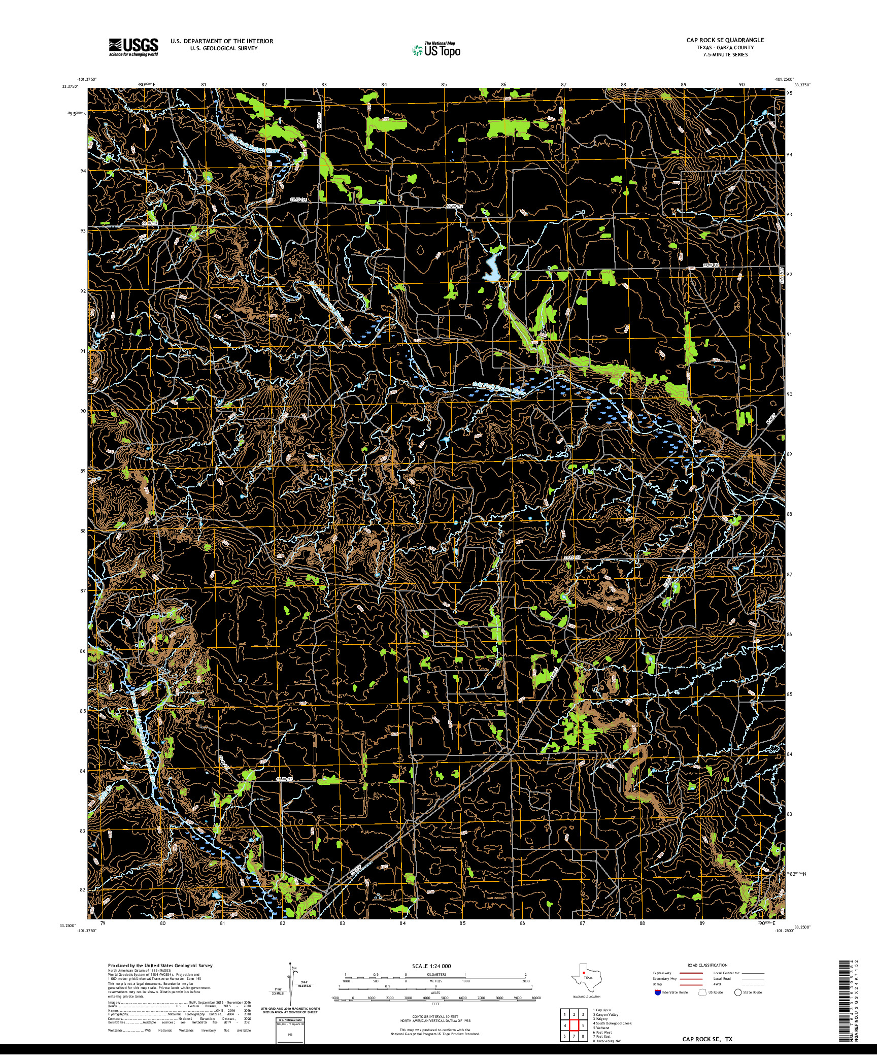 US TOPO 7.5-MINUTE MAP FOR CAP ROCK SE, TX