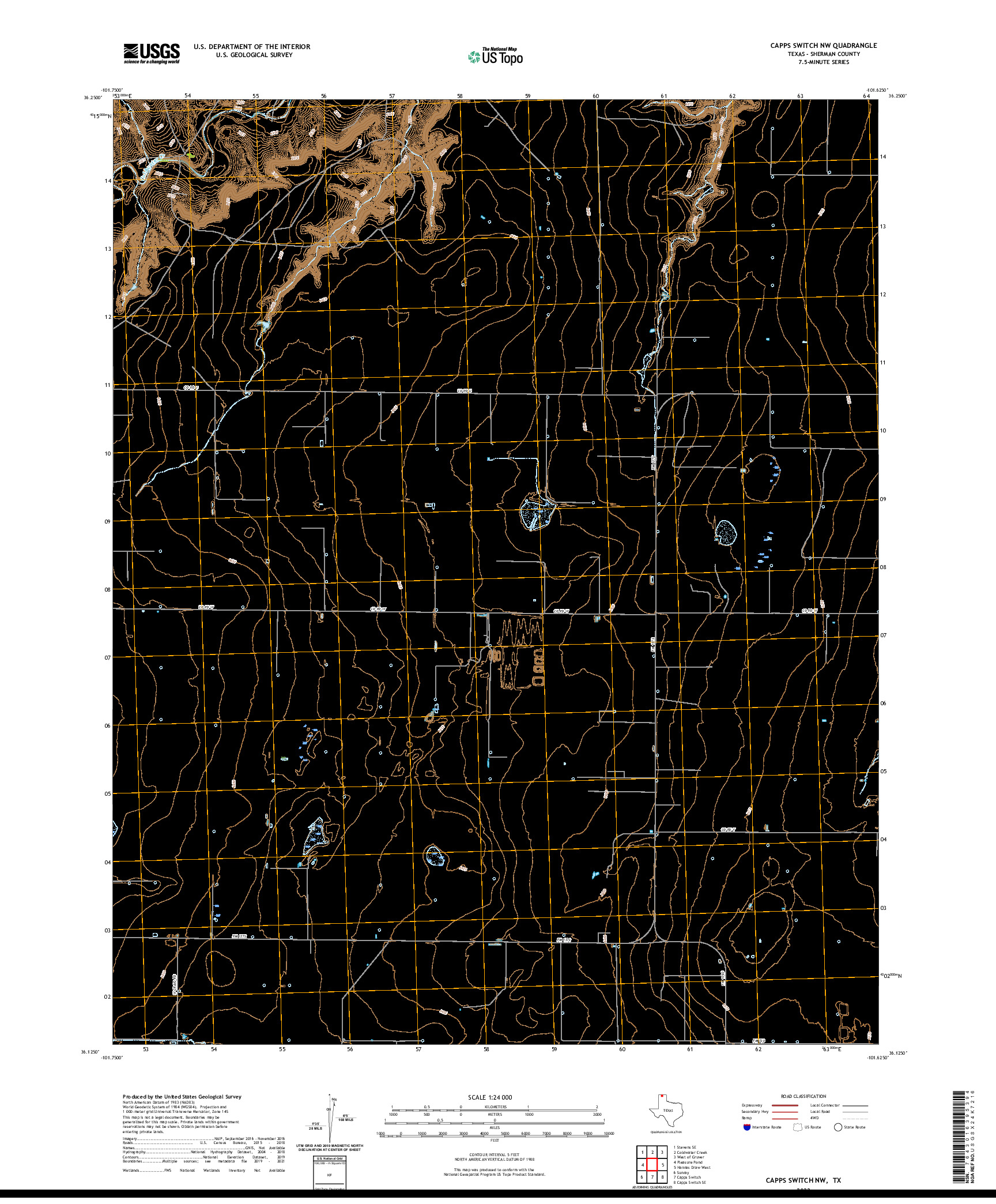 US TOPO 7.5-MINUTE MAP FOR CAPPS SWITCH NW, TX