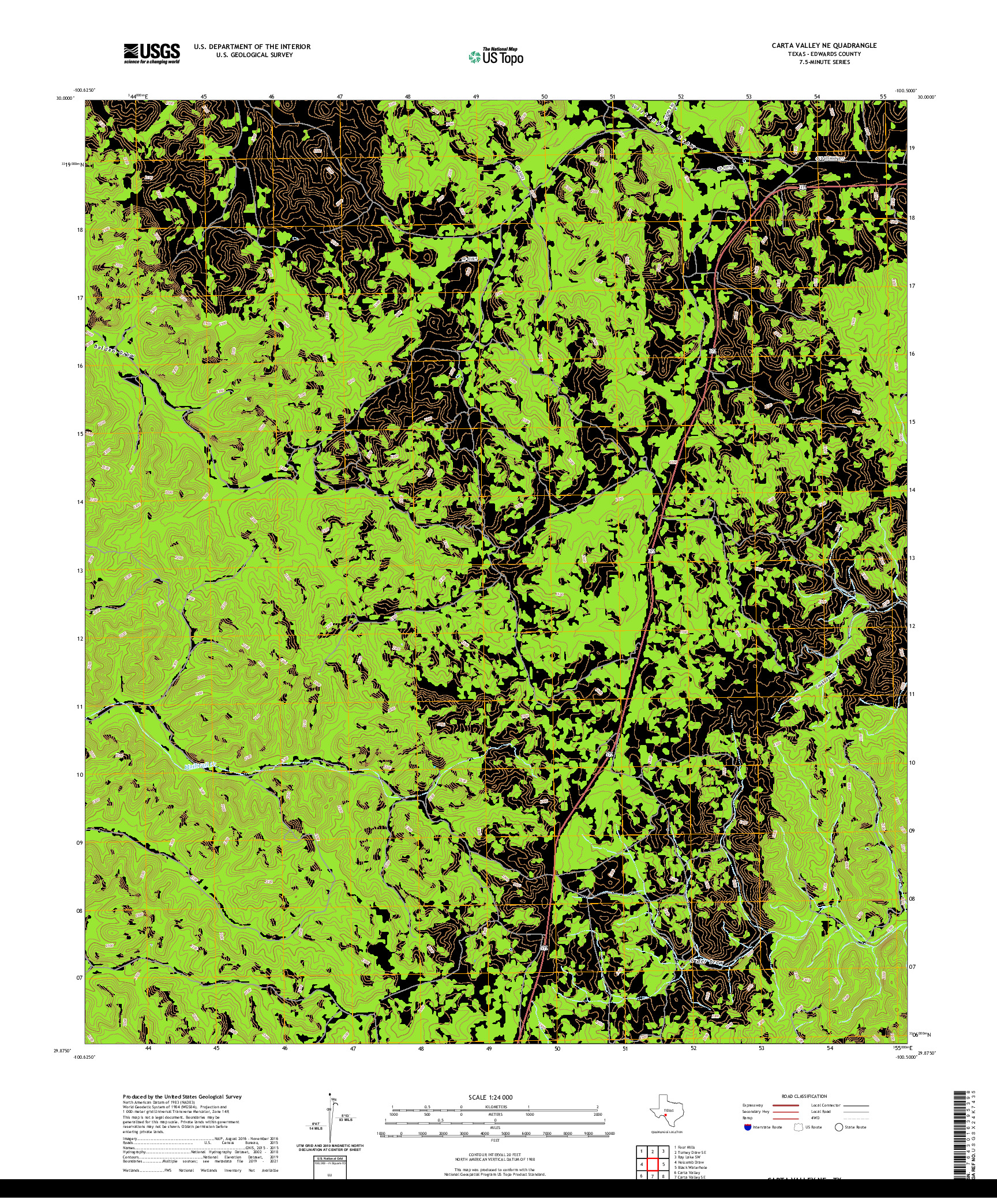 US TOPO 7.5-MINUTE MAP FOR CARTA VALLEY NE, TX