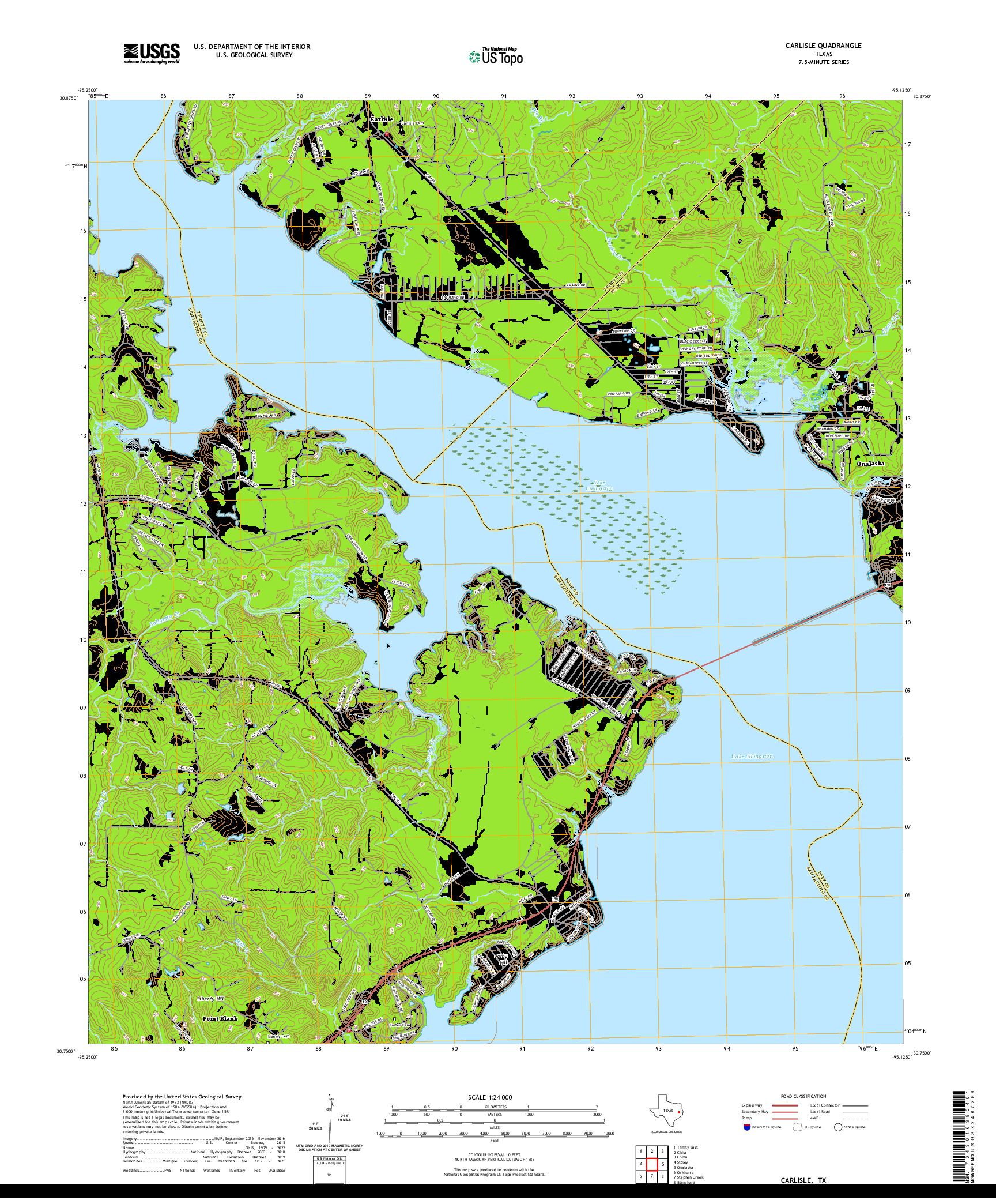 US TOPO 7.5-MINUTE MAP FOR CARLISLE, TX