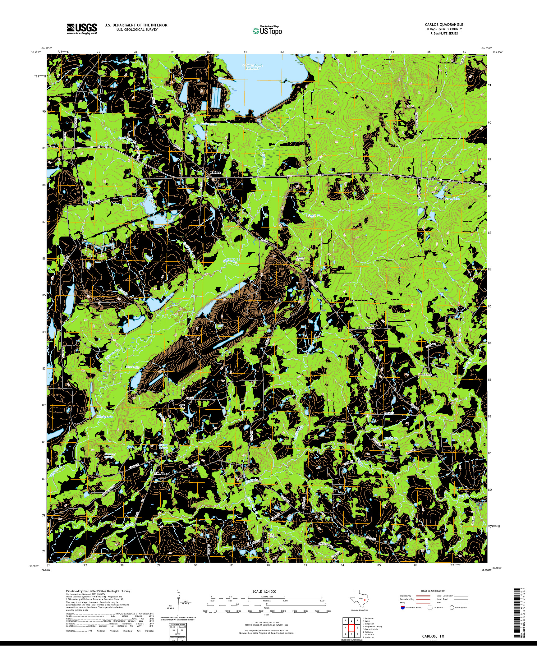 US TOPO 7.5-MINUTE MAP FOR CARLOS, TX