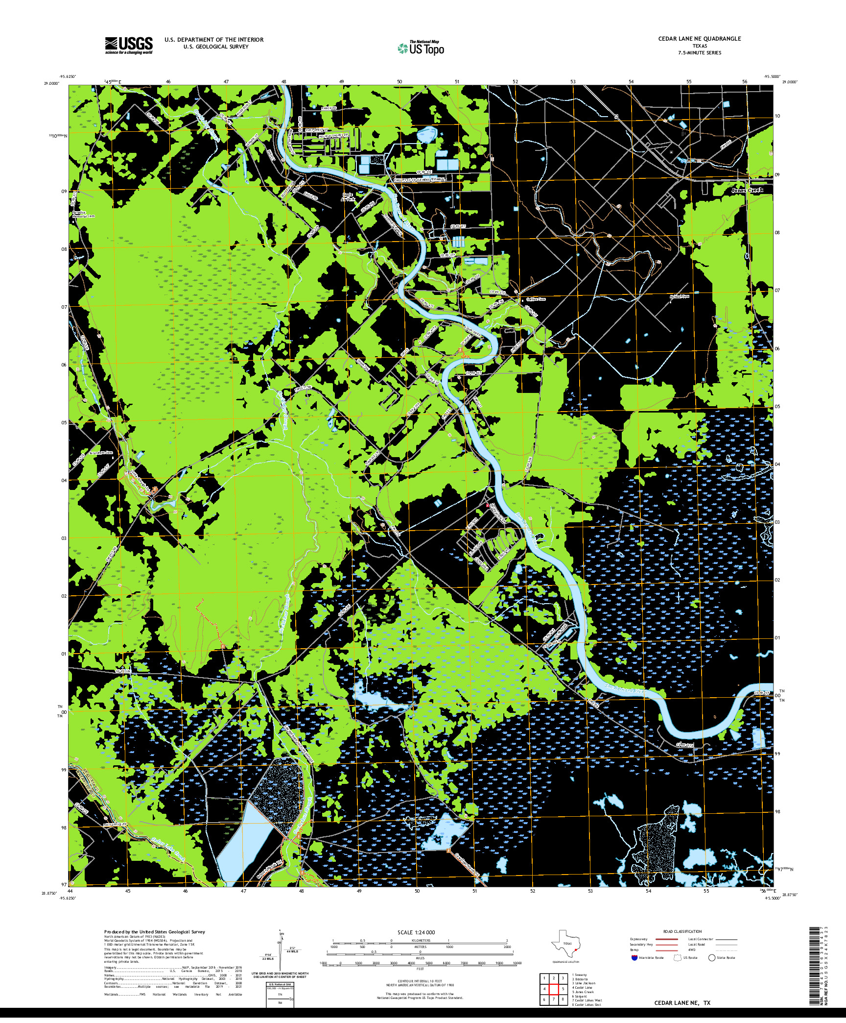 US TOPO 7.5-MINUTE MAP FOR CEDAR LANE NE, TX