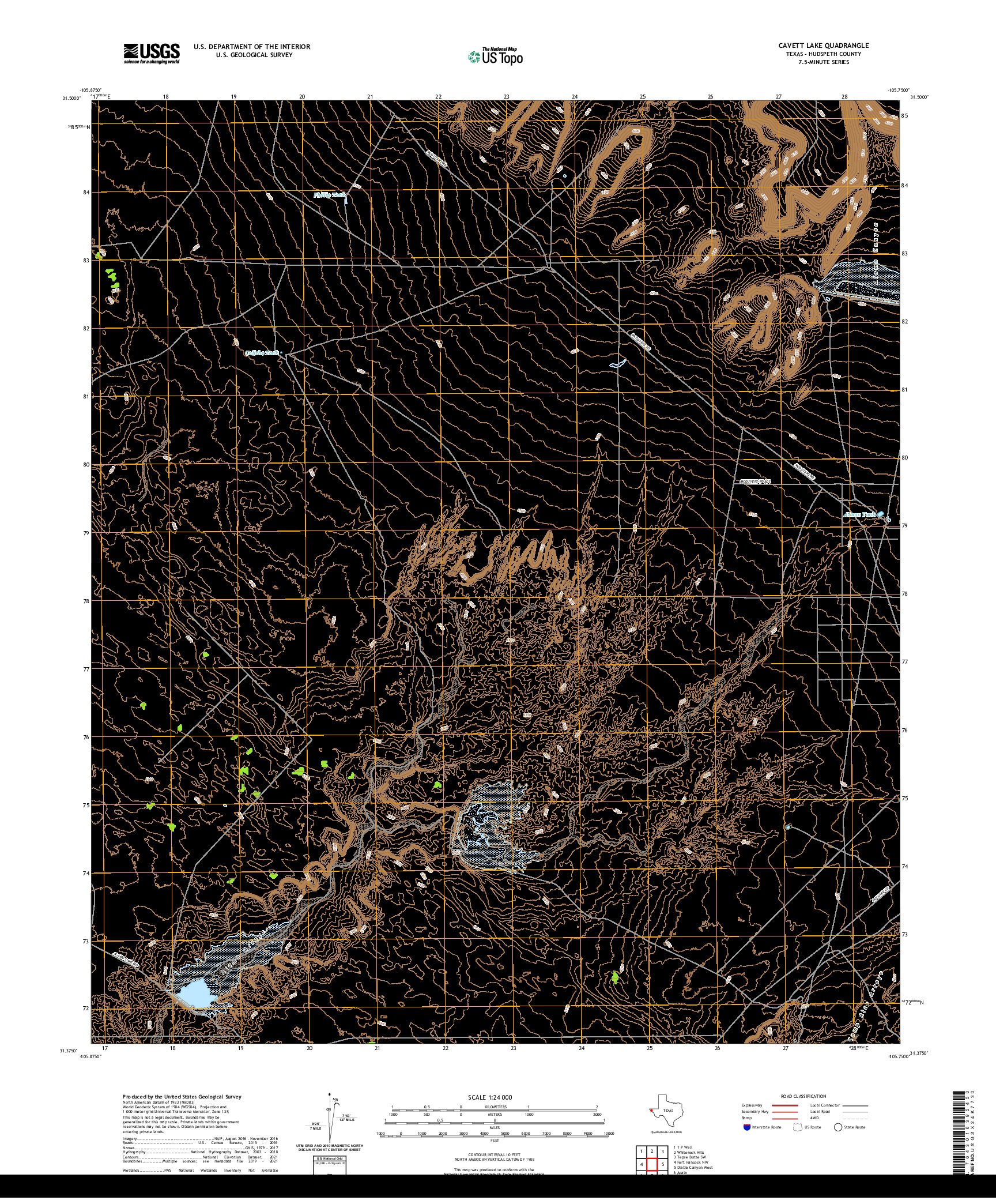 US TOPO 7.5-MINUTE MAP FOR CAVETT LAKE, TX