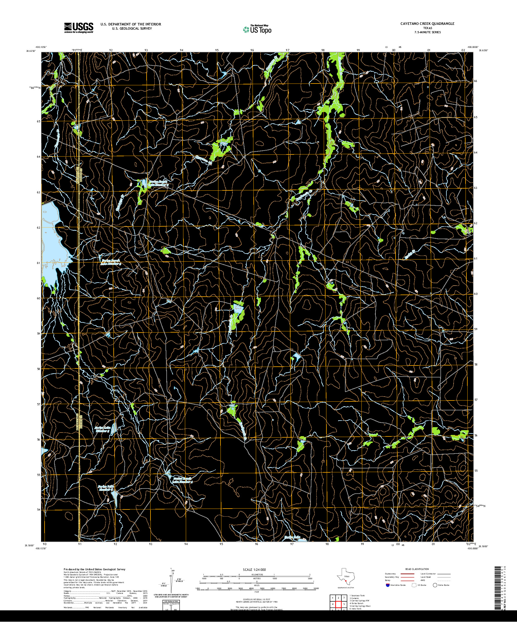 US TOPO 7.5-MINUTE MAP FOR CAYETANO CREEK, TX