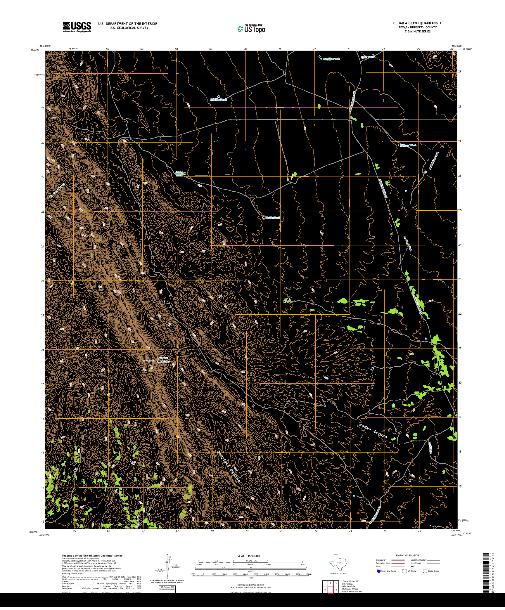 US TOPO 7.5-MINUTE MAP FOR CEDAR ARROYO, TX