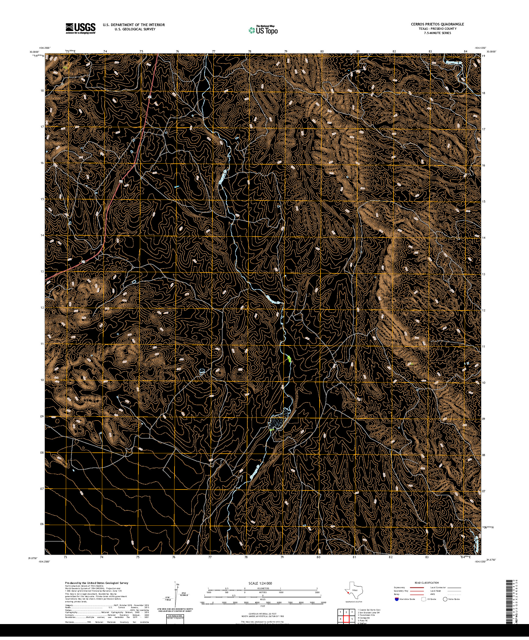 US TOPO 7.5-MINUTE MAP FOR CERROS PRIETOS, TX