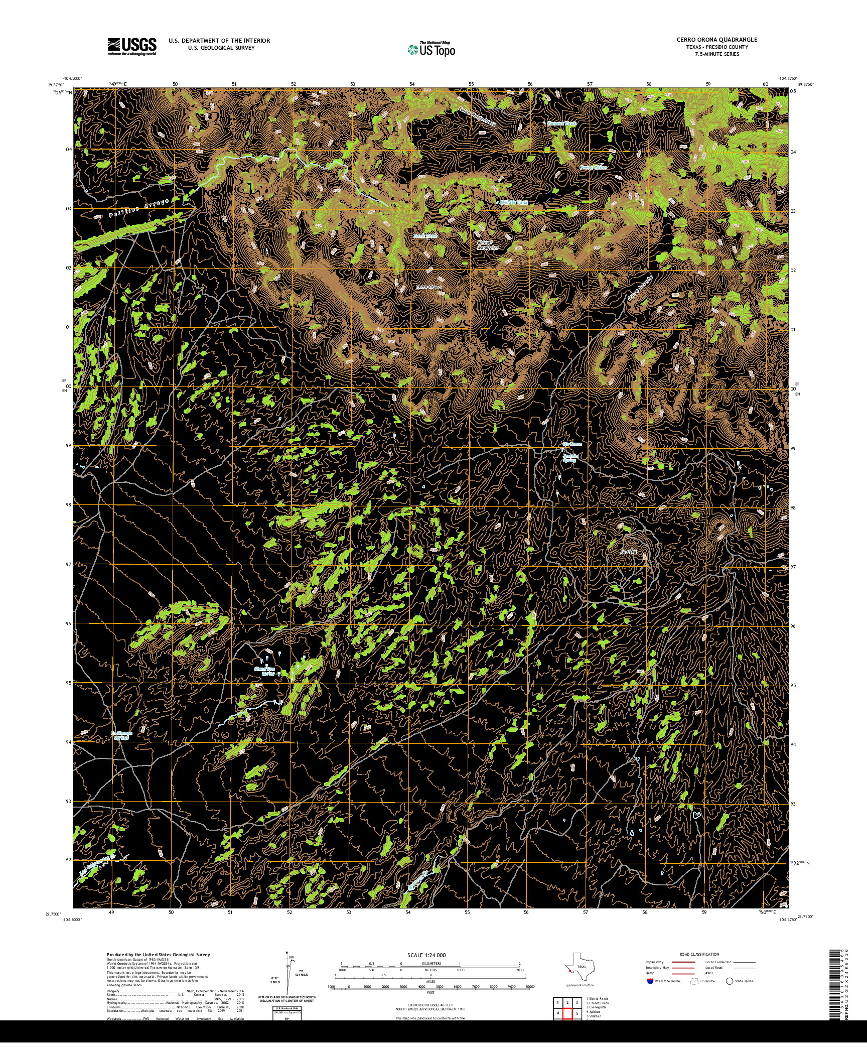 US TOPO 7.5-MINUTE MAP FOR CERRO ORONA, TX