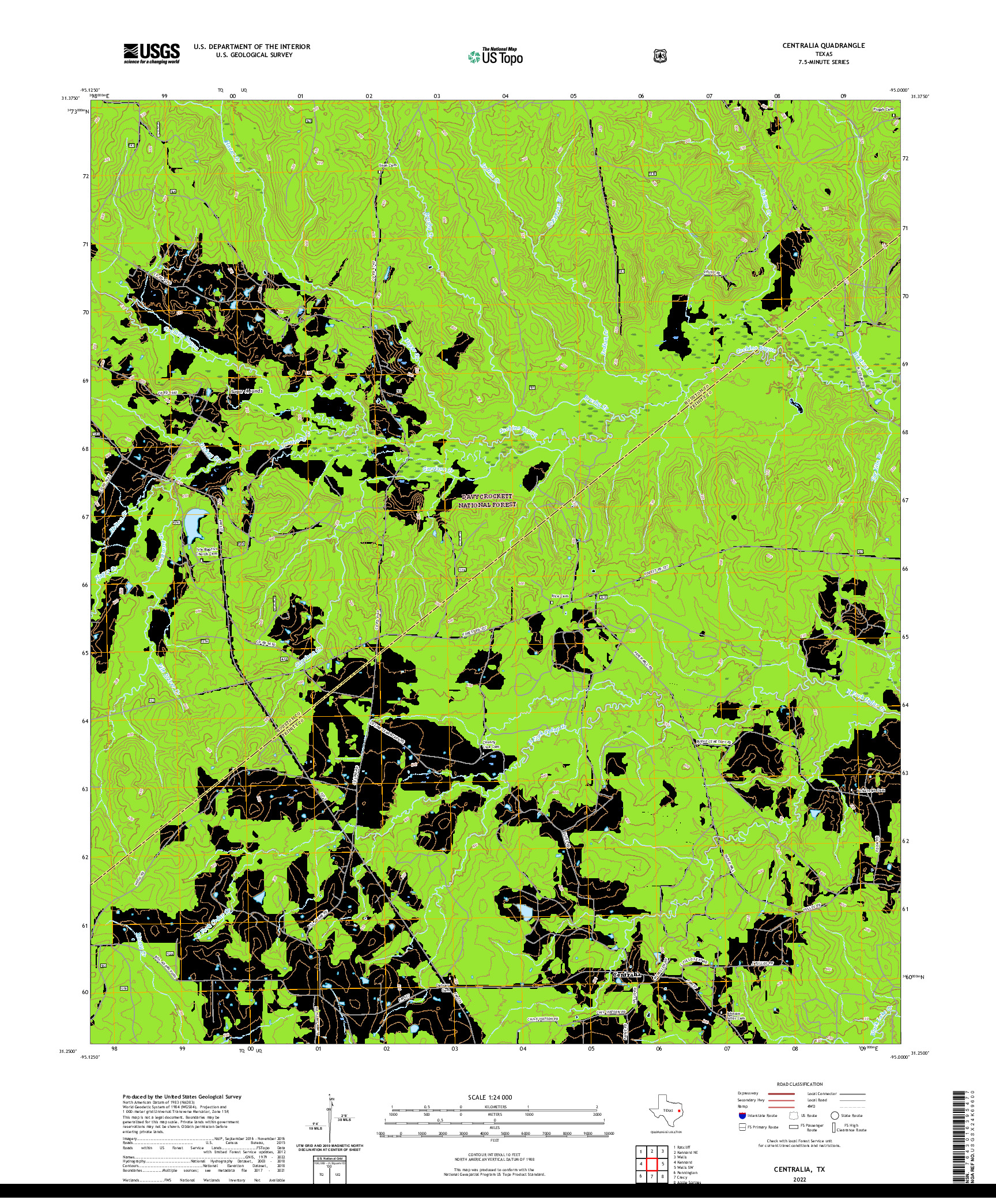 US TOPO 7.5-MINUTE MAP FOR CENTRALIA, TX