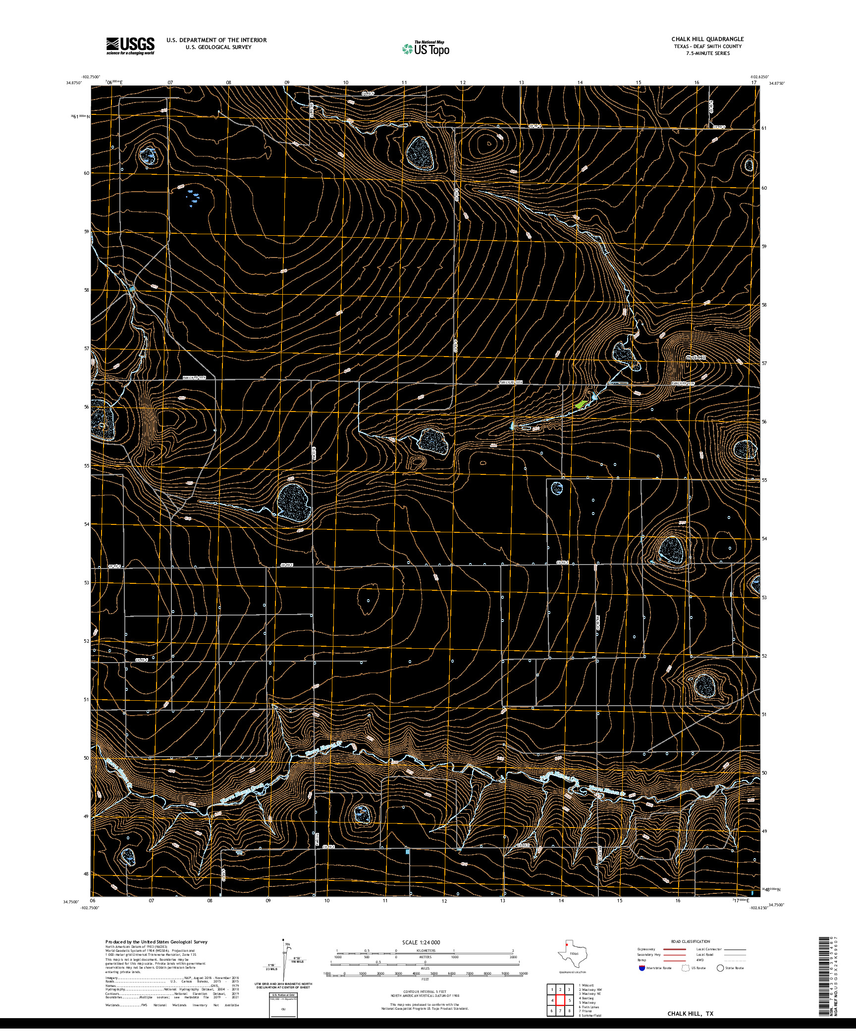 US TOPO 7.5-MINUTE MAP FOR CHALK HILL, TX