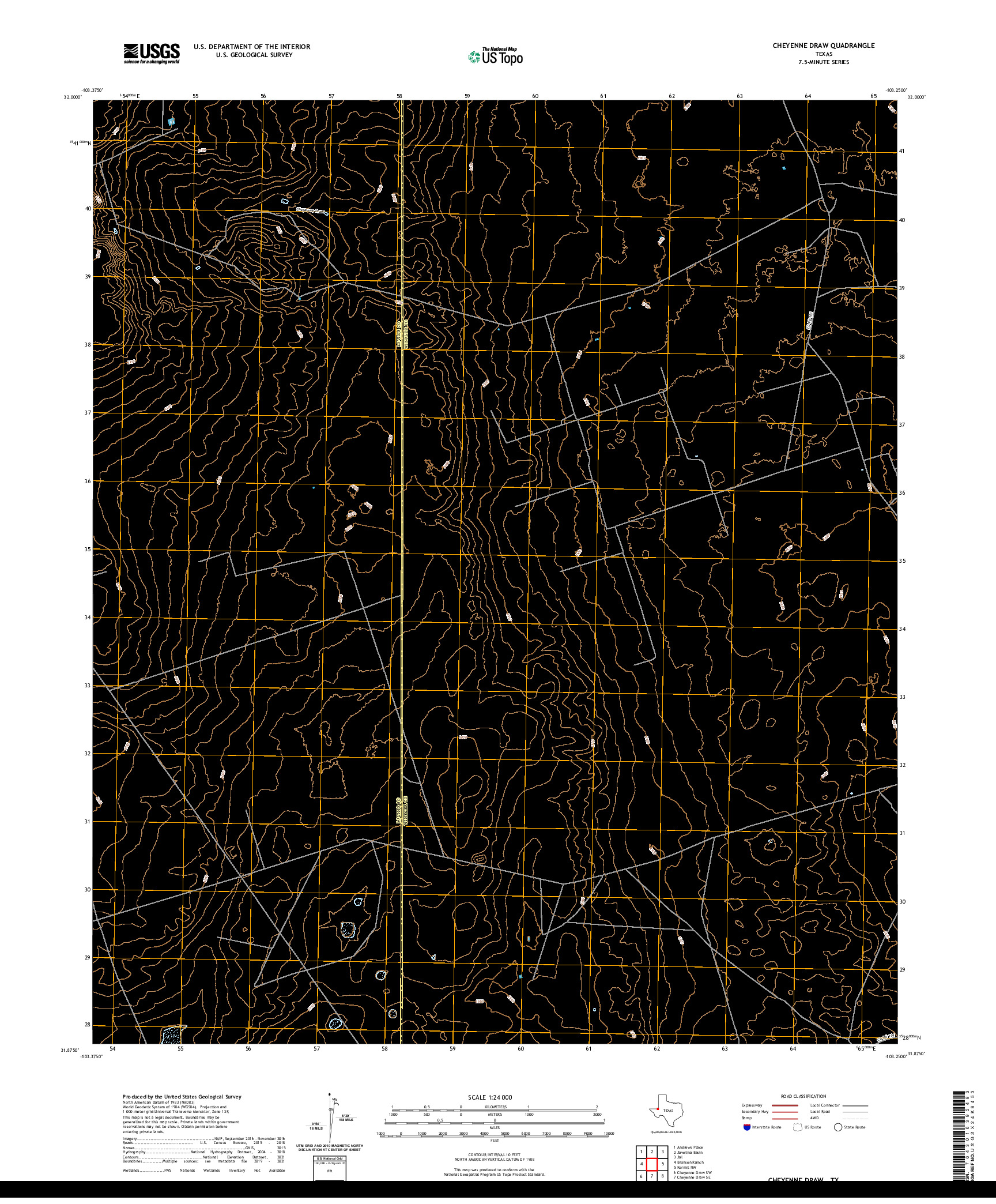 US TOPO 7.5-MINUTE MAP FOR CHEYENNE DRAW, TX