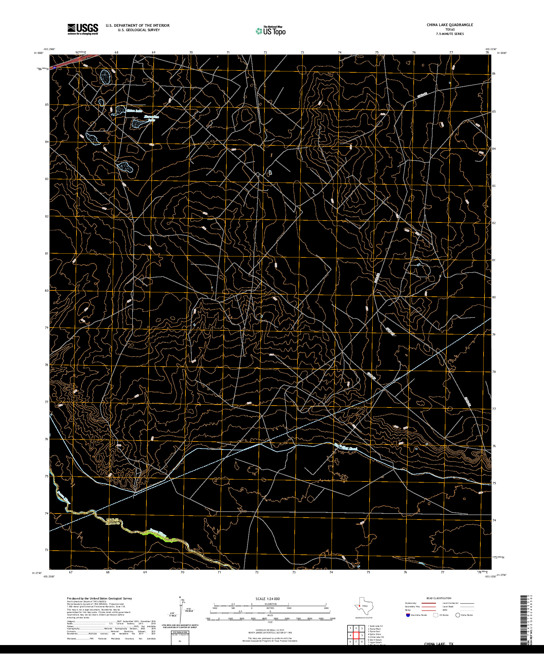 US TOPO 7.5-MINUTE MAP FOR CHINA LAKE, TX